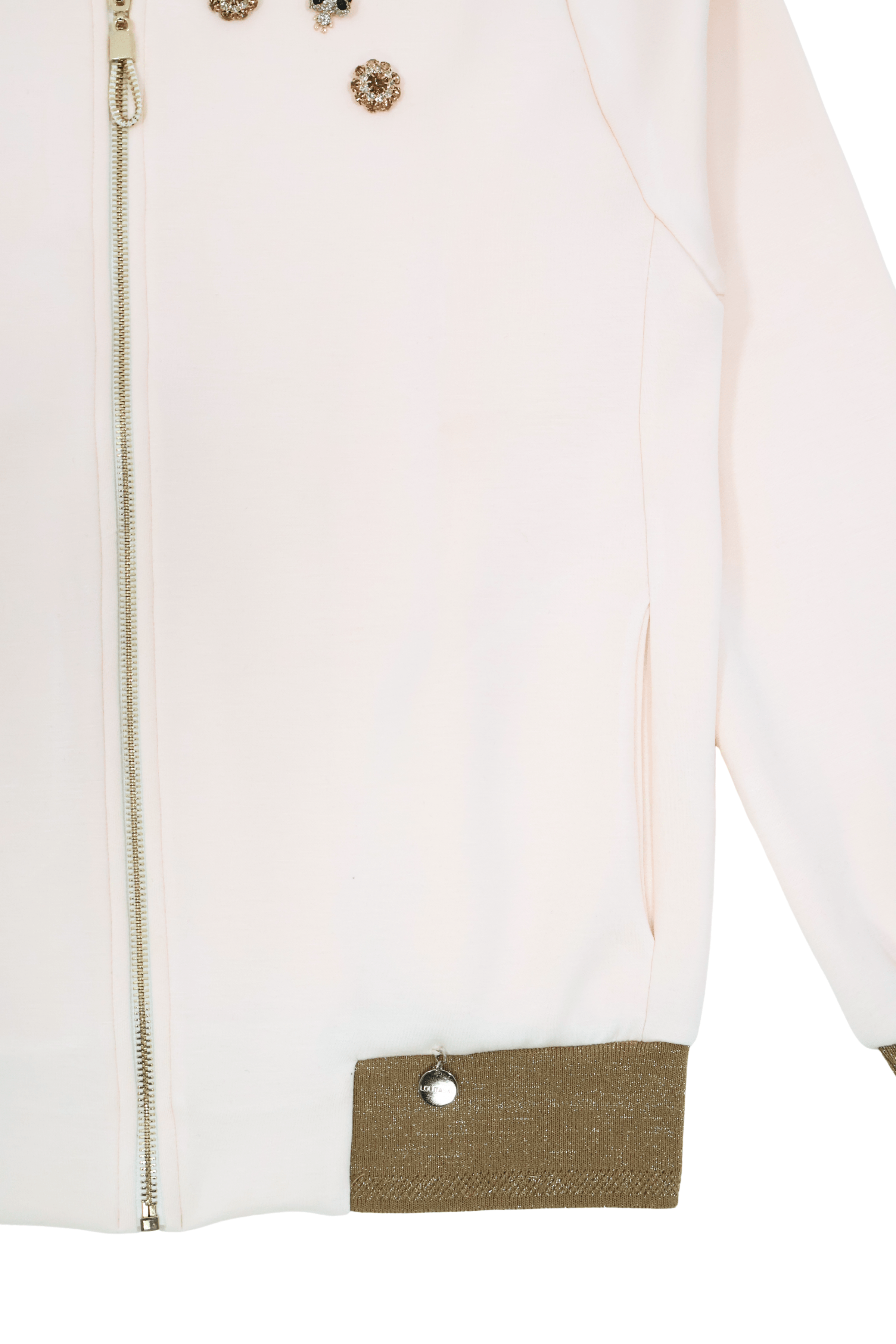 Chaqueta crema cremallera con detalles de broche mosca Lolitas&L - lolitasyl.com