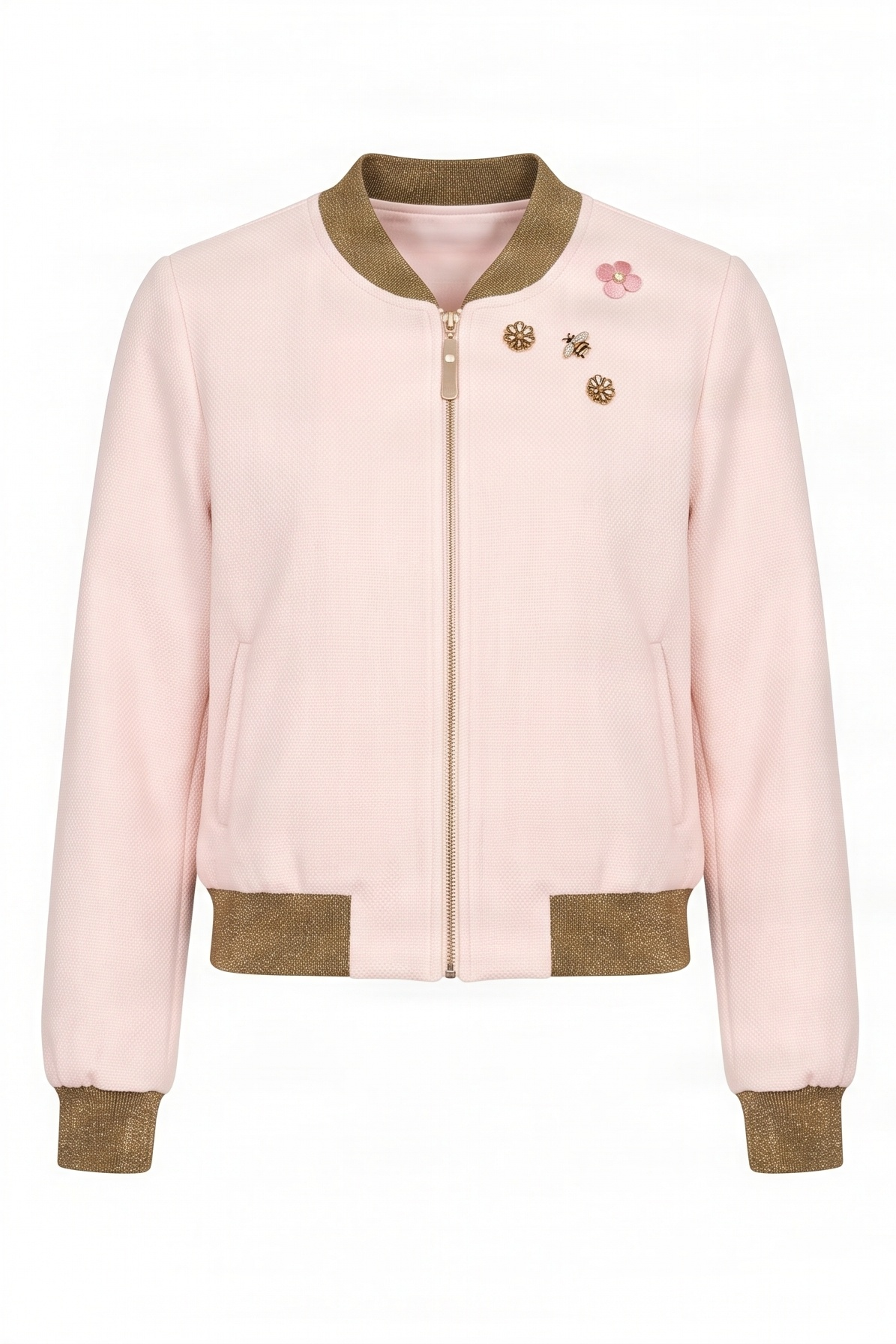 Chaqueta crema cremallera con detalles de broche mosca Lolitas&L