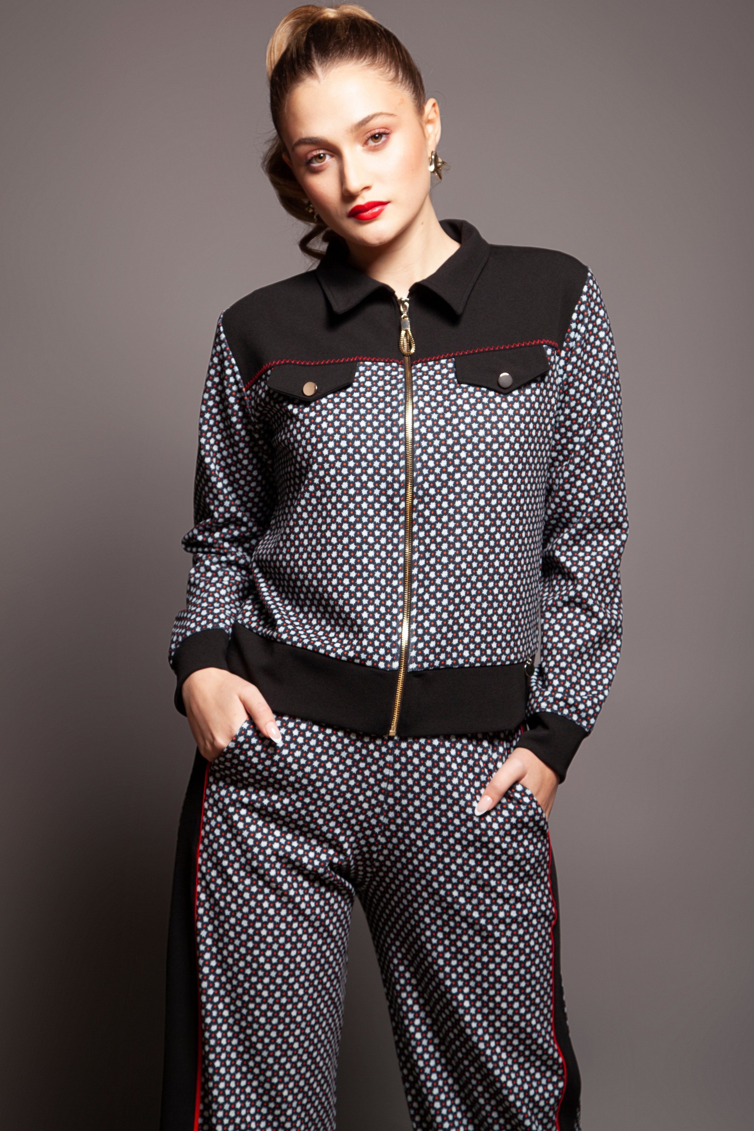 Chaqueta cremallera jaquard TILE con canesu Lolitas&L - lolitasyl.com