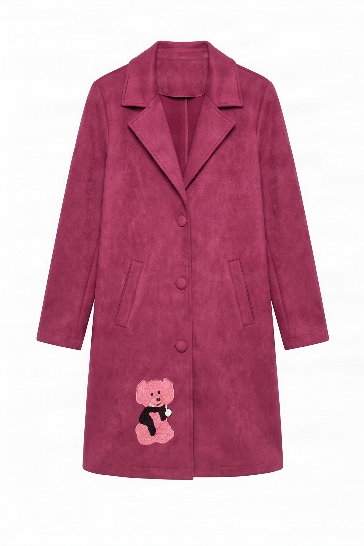 Chaqueta granate larga de antelina bordado perrito Lolitas&L