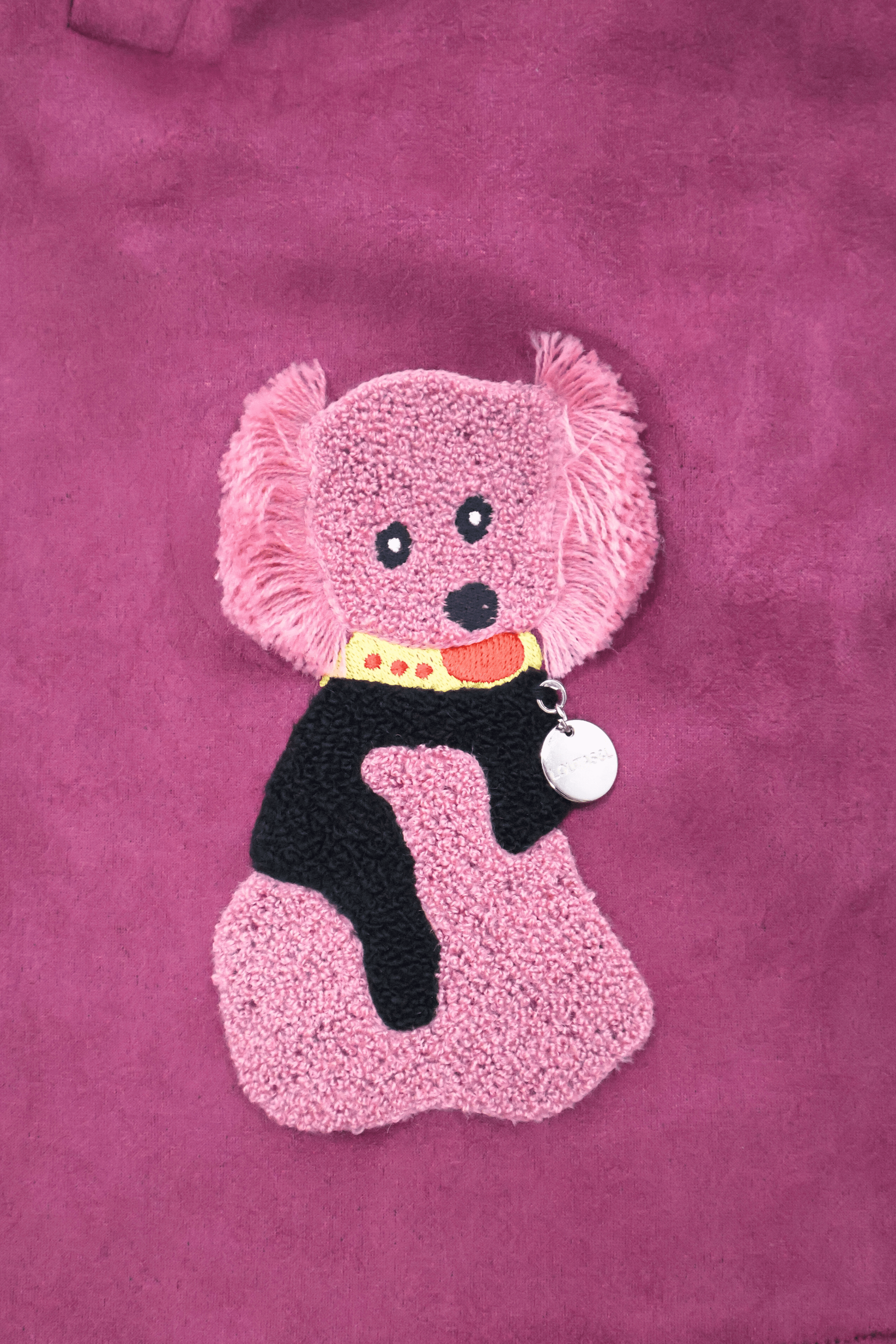 Chaqueta granate larga de antelina bordado perrito Lolitas&L - lolitasyl.com