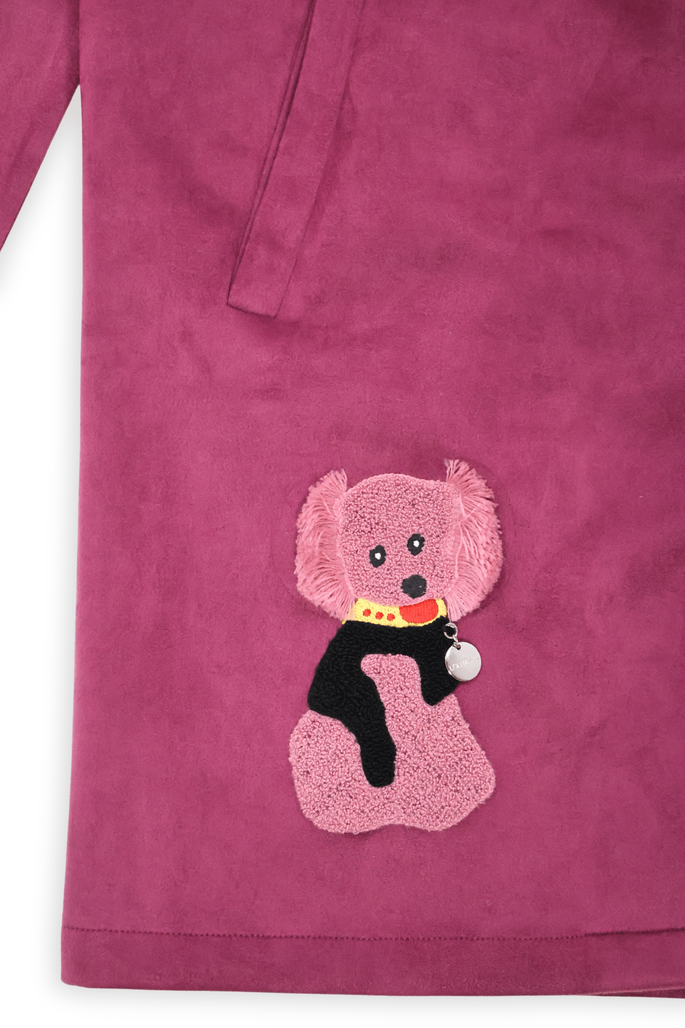 Chaqueta granate larga de antelina bordado perrito Lolitas&L - lolitasyl.com