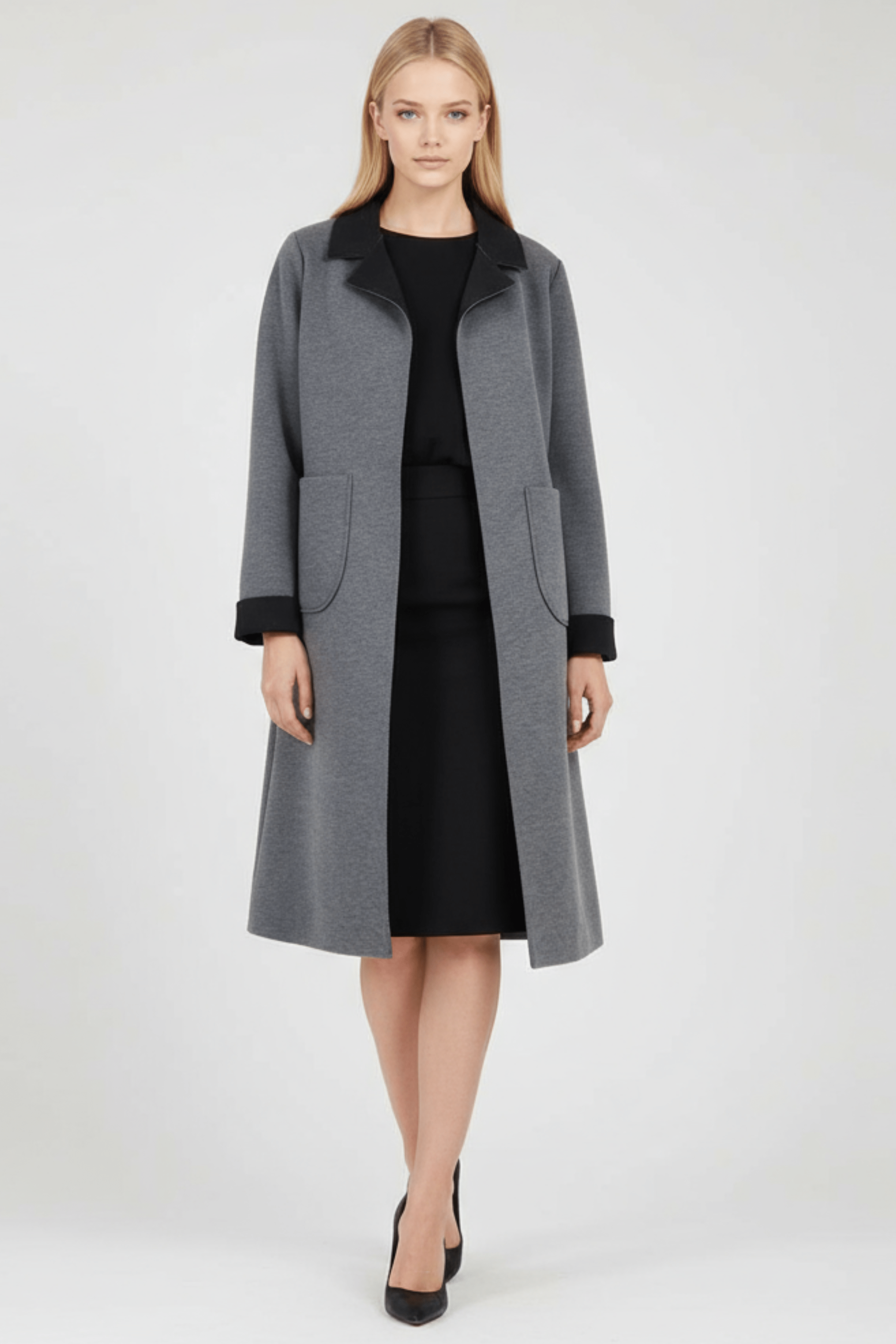 Chaqueta gris larga duplo sin botones Lolitas&L - lolitasyl.com