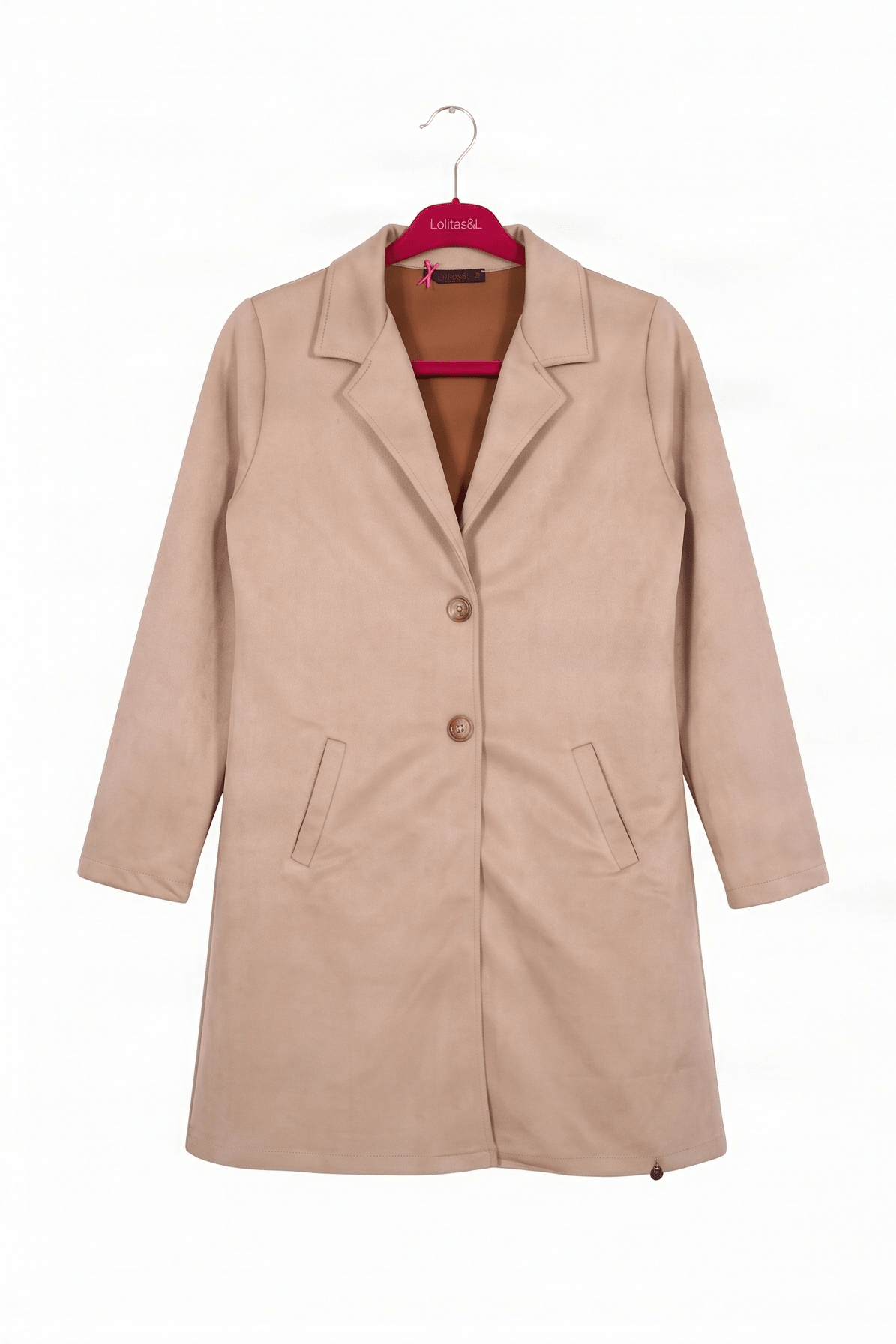 Chaqueta Larga de Antelina Beige Preloved - lolitasyl.com