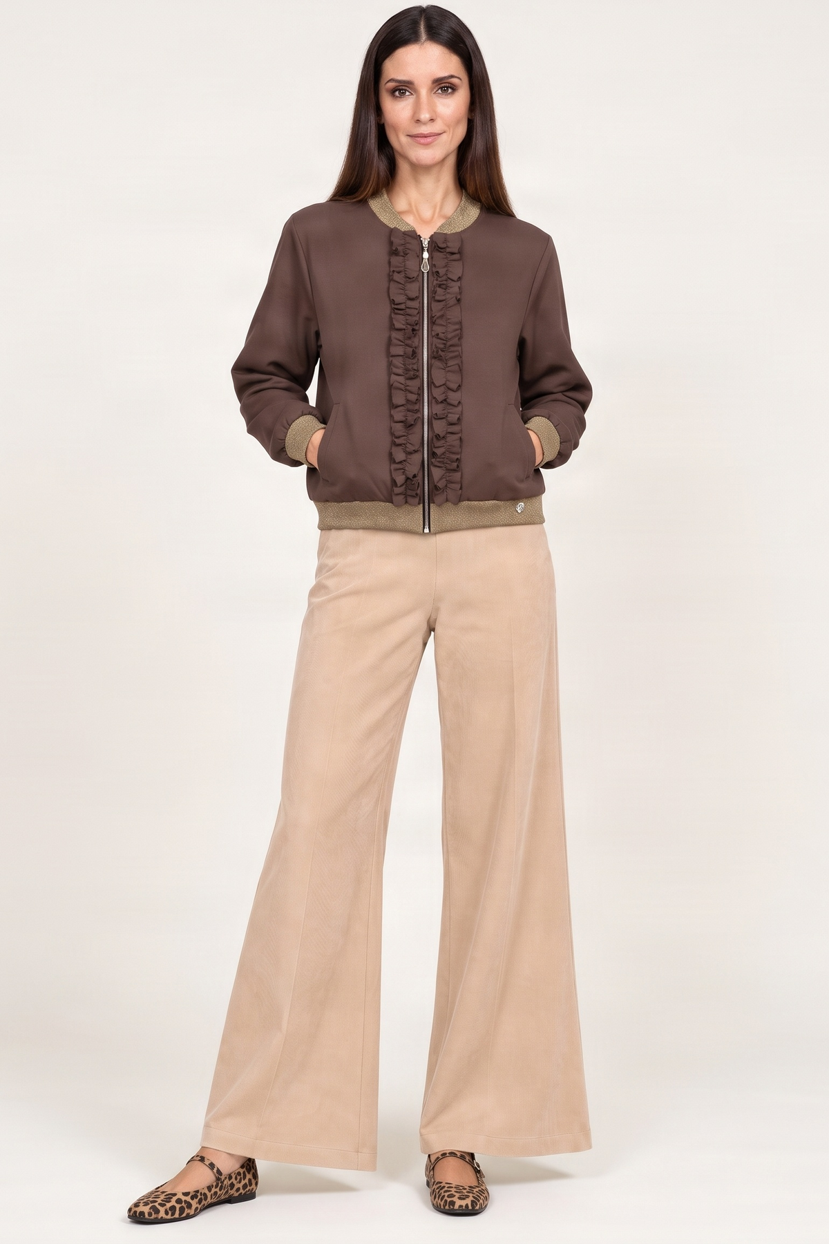 Chaqueta marron cremallera con chorreras Lolitas&L