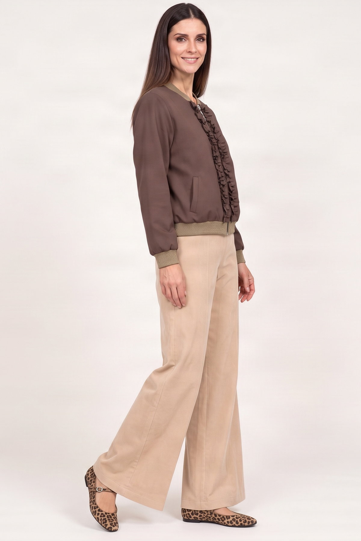 Chaqueta marron cremallera con chorreras Lolitas&L