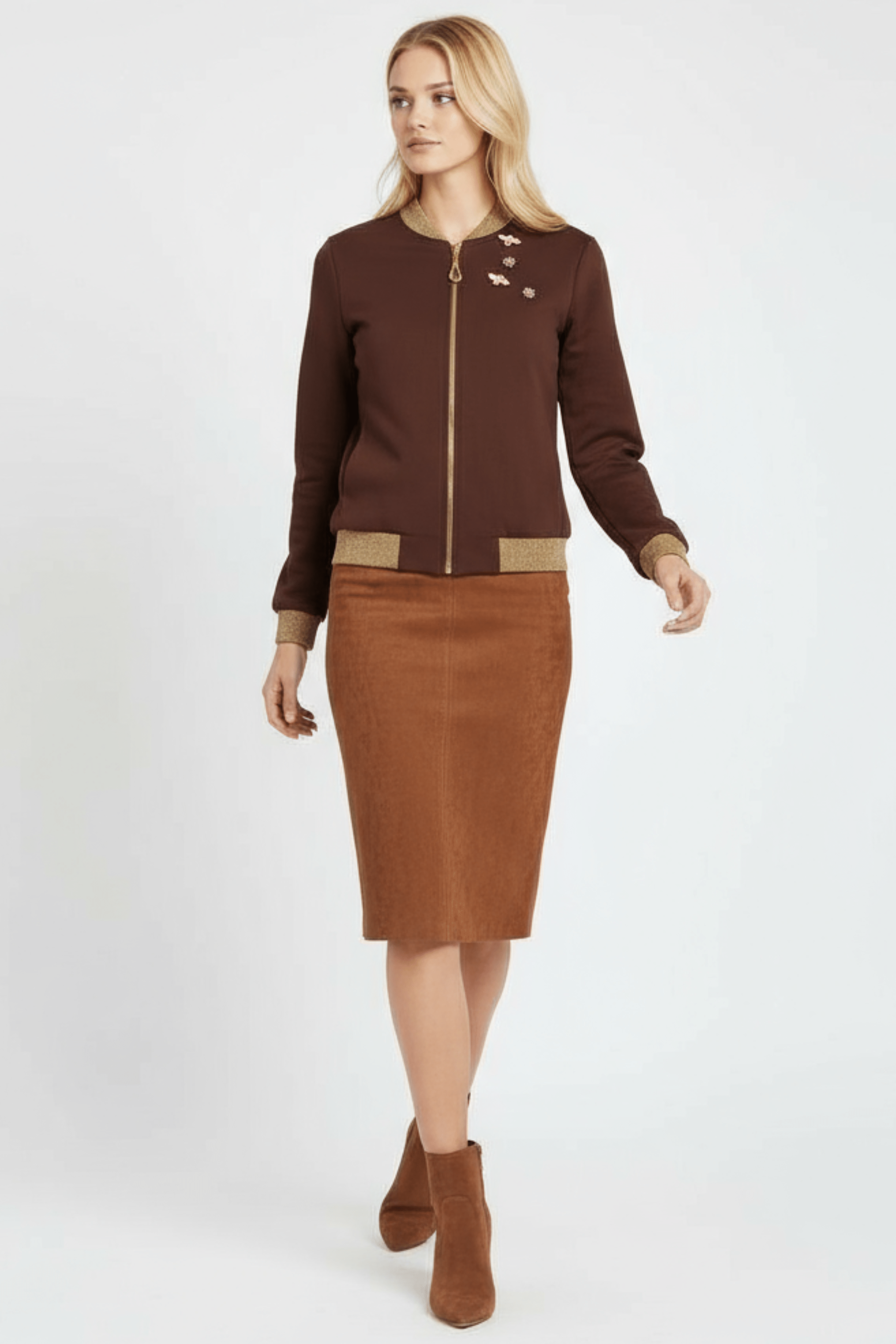 Chaqueta marron cremallera con detalles de broche mosca Lolitas&L - lolitasyl.com