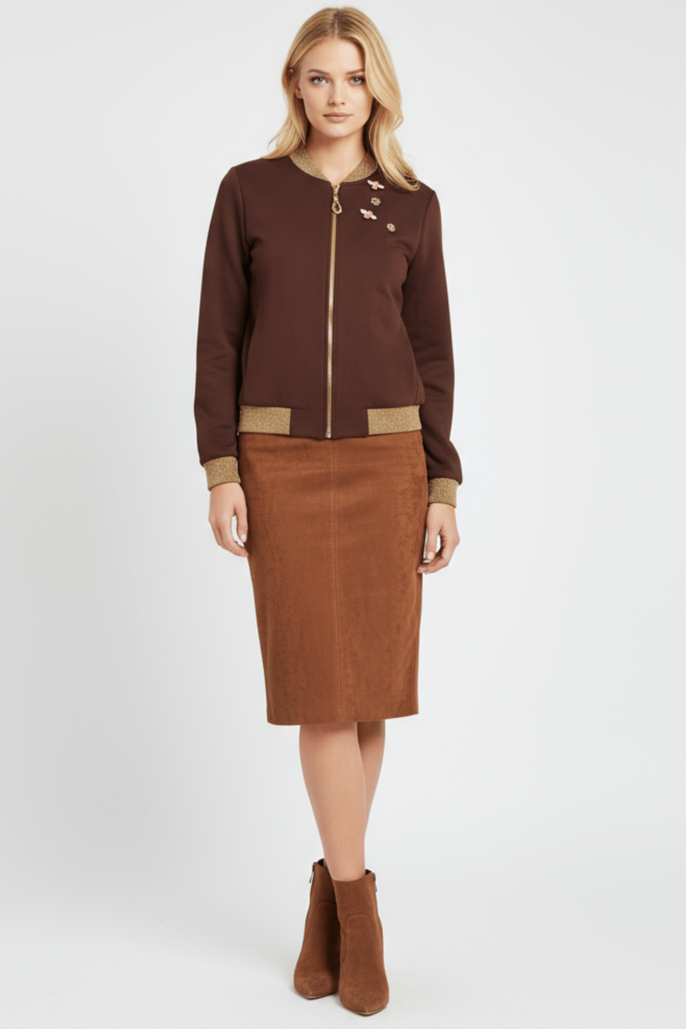 Chaqueta marron cremallera con detalles de broche mosca Lolitas&L - lolitasyl.com