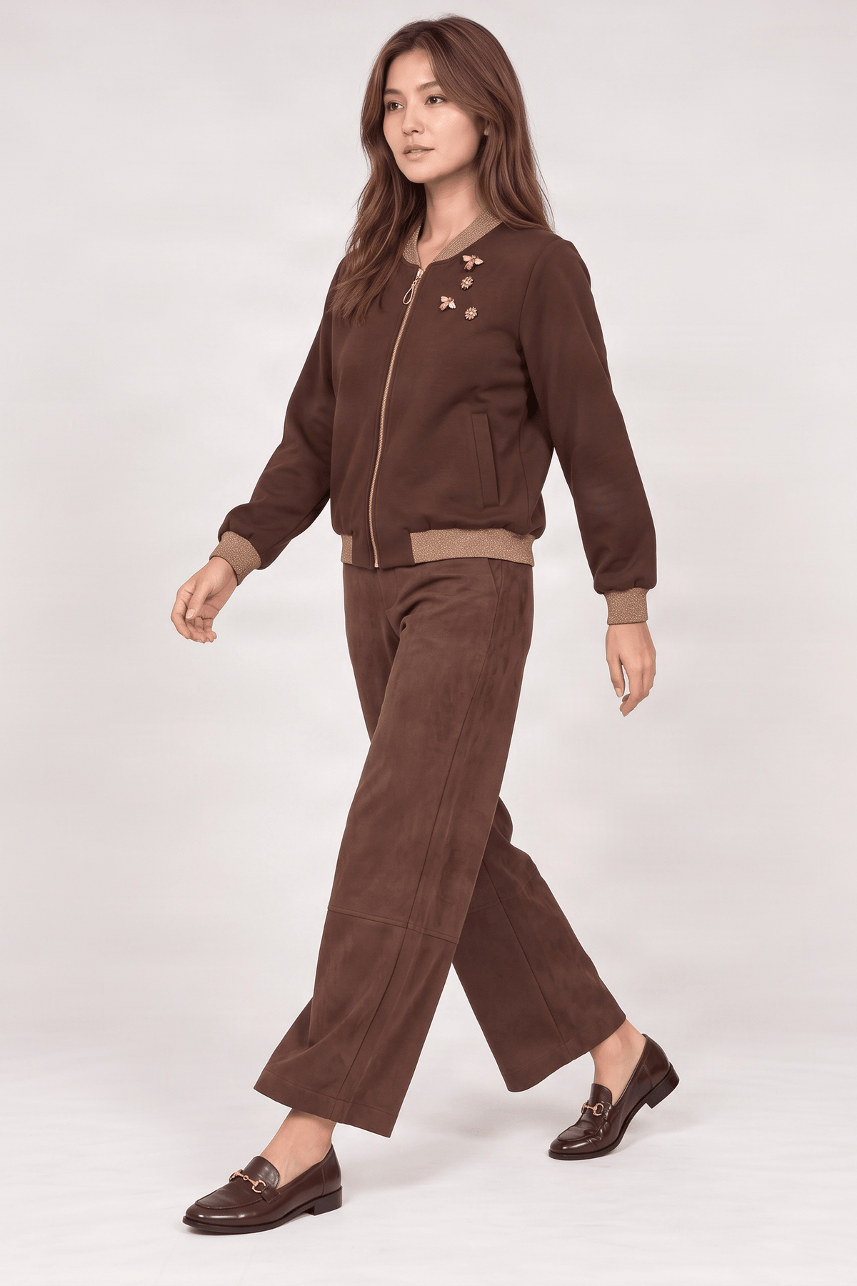 Chaqueta marron cremallera con detalles de broche mosca Lolitas&L - lolitasyl.com