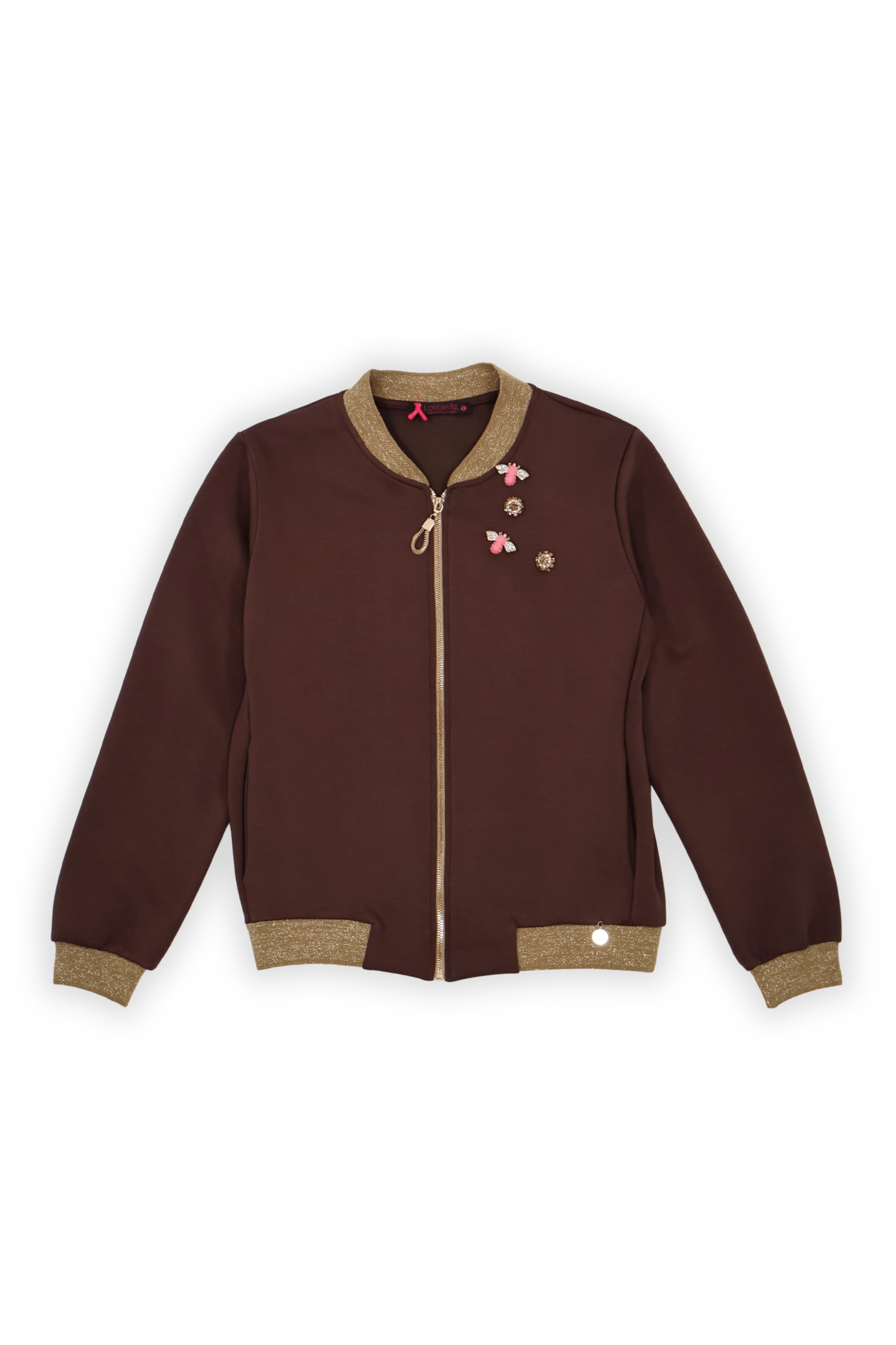 Chaqueta marron cremallera con detalles de broche mosca Lolitas&L - lolitasyl.com