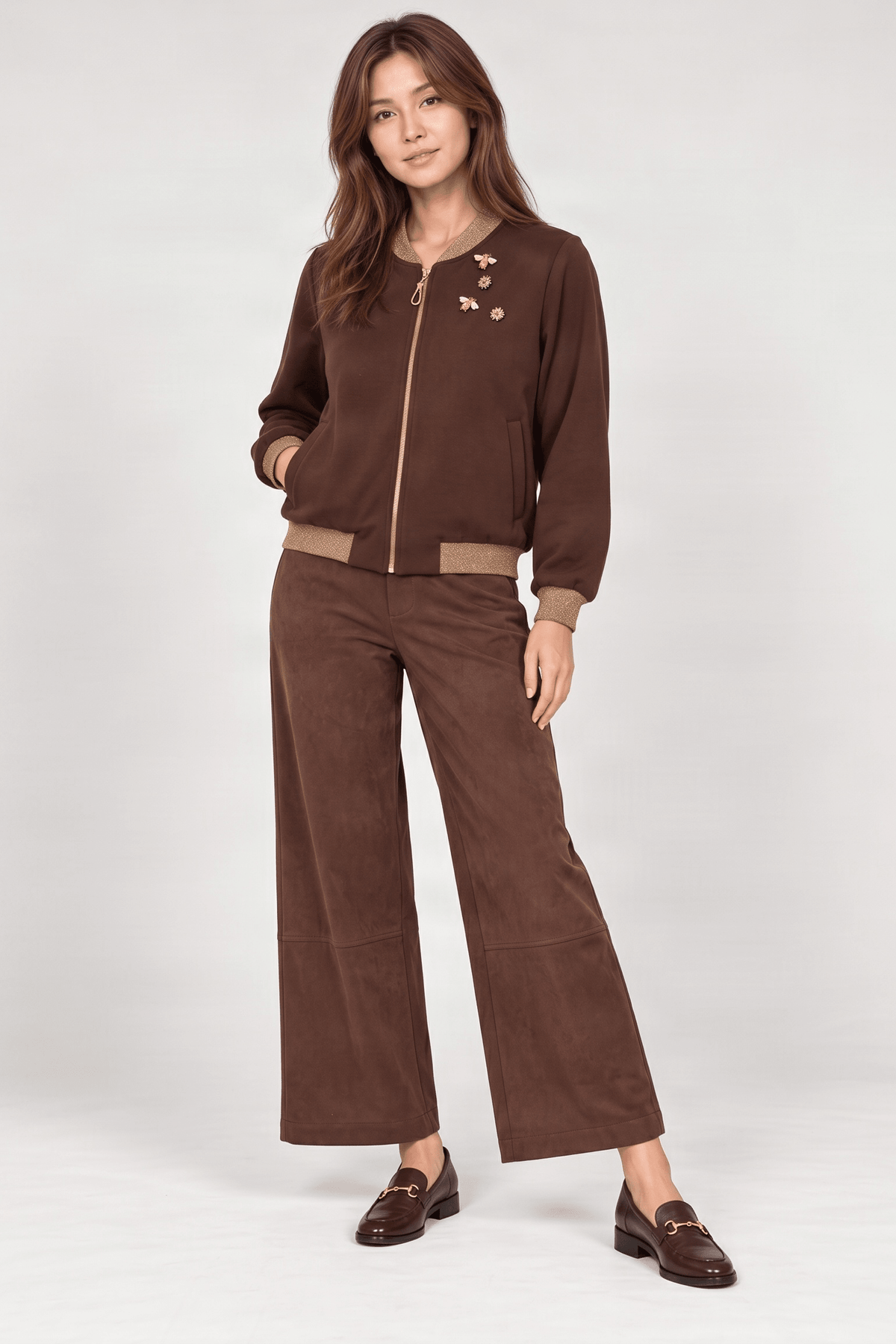 Chaqueta marron cremallera con detalles de broche mosca Lolitas&L - lolitasyl.com
