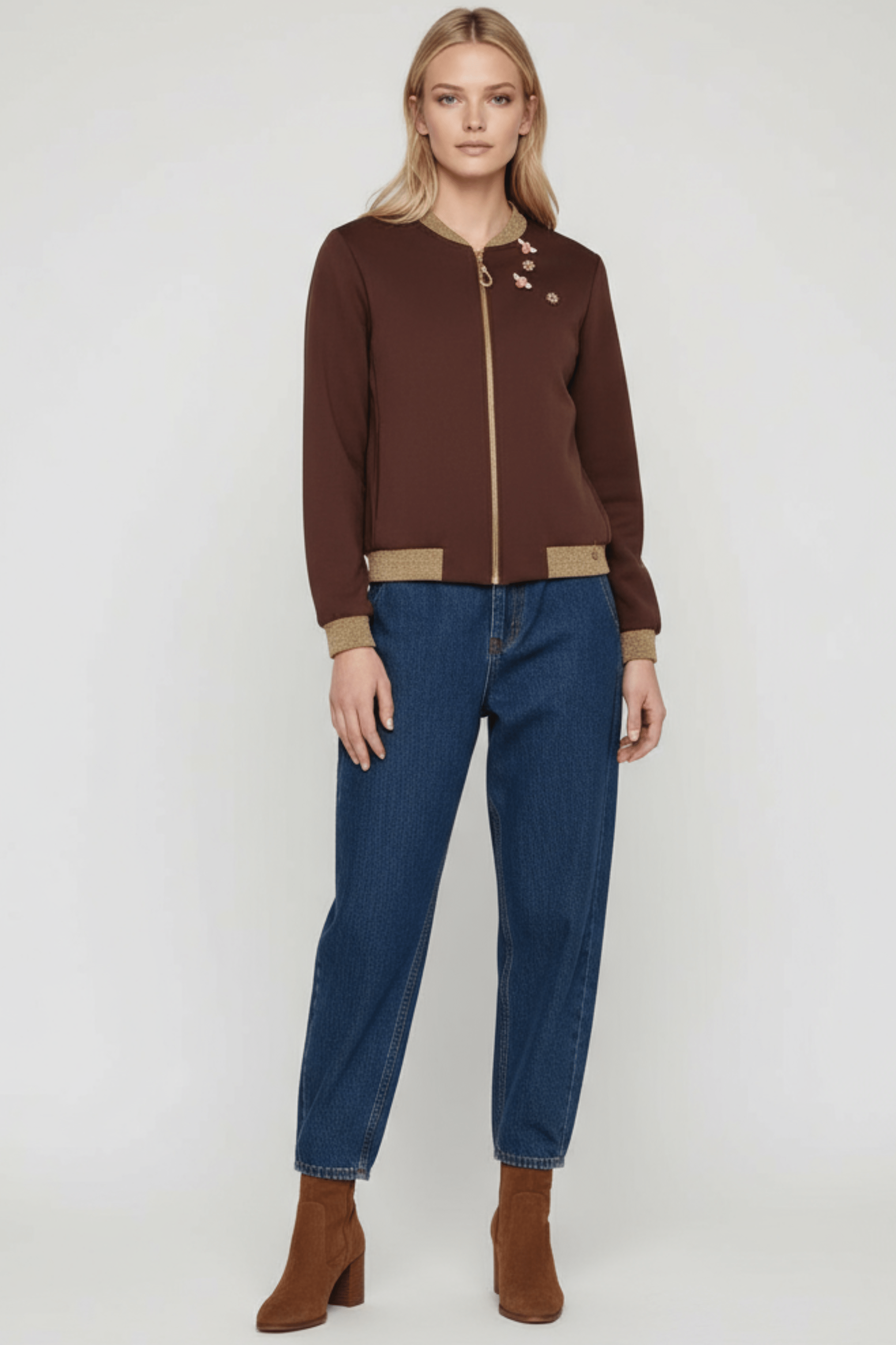 Chaqueta marron cremallera con detalles de broche mosca Lolitas&L - lolitasyl.com