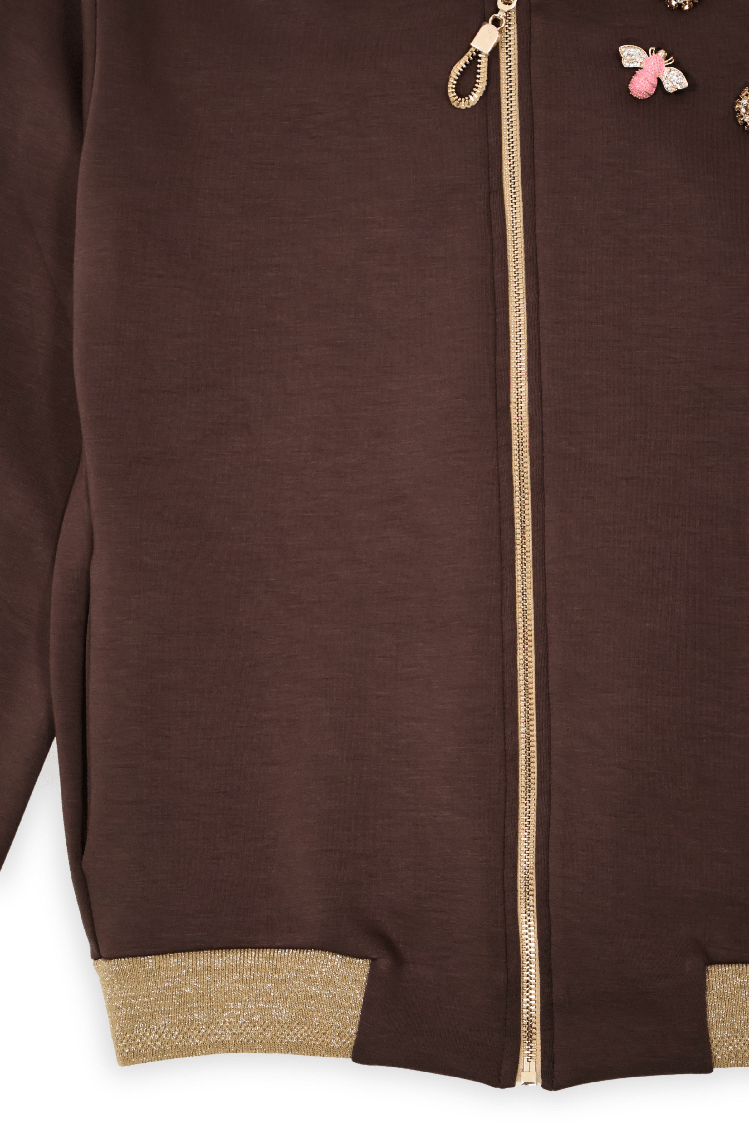 Chaqueta marron cremallera con detalles de broche mosca Lolitas&L - lolitasyl.com