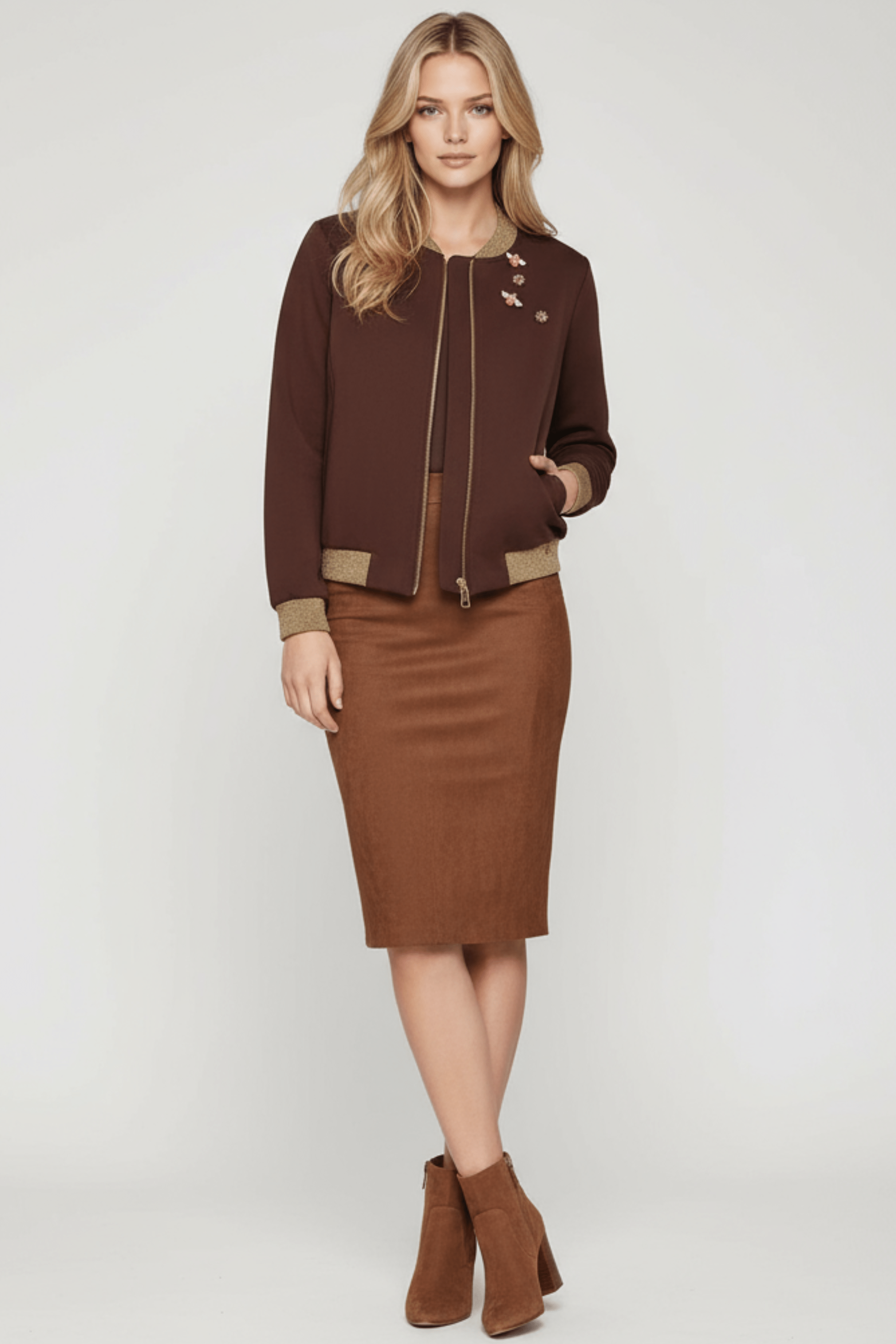 Chaqueta marron cremallera con detalles de broche mosca Lolitas&L - lolitasyl.com