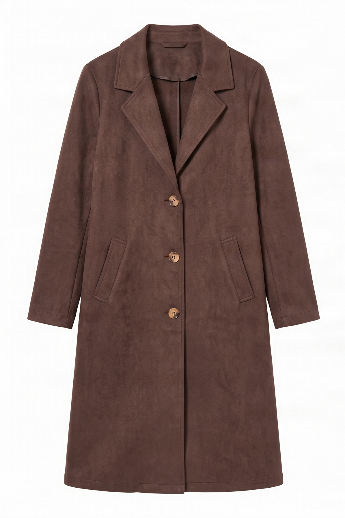 Chaqueta marron larga de antelina abotonada Lolitas&L