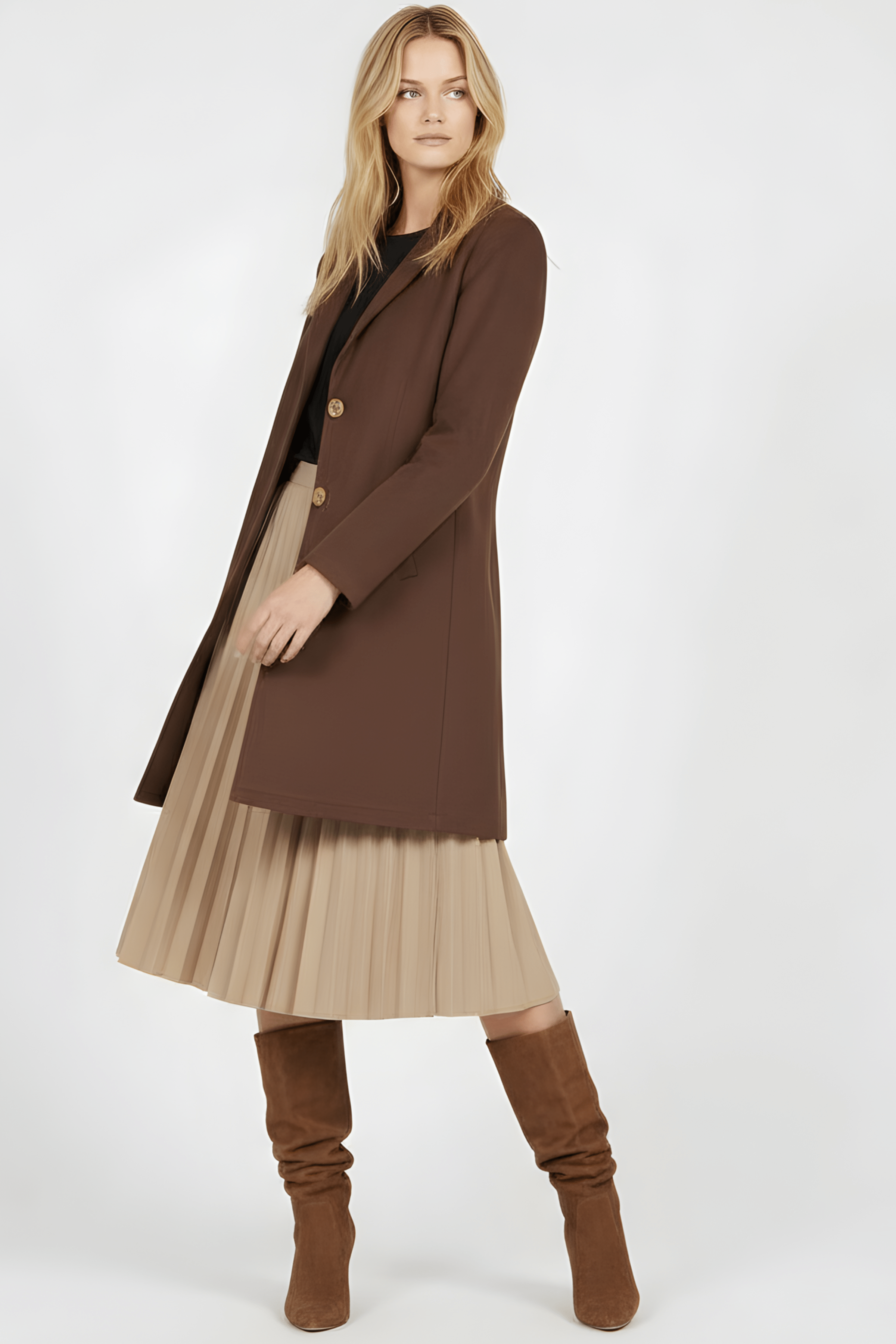 Chaqueta marron larga de antelina abotonada Lolitas&L - lolitasyl.com