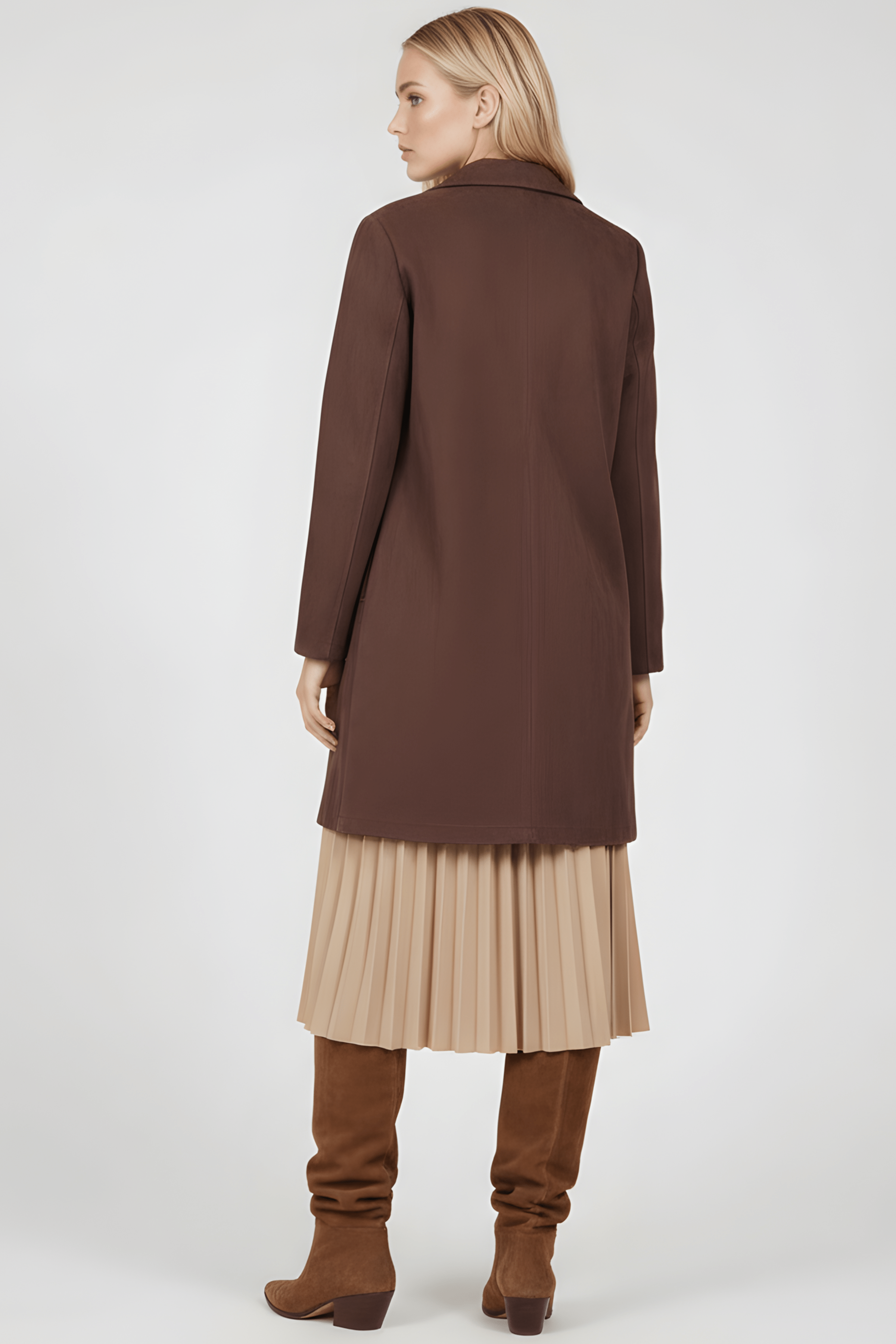 Chaqueta marron larga de antelina abotonada Lolitas&L - lolitasyl.com