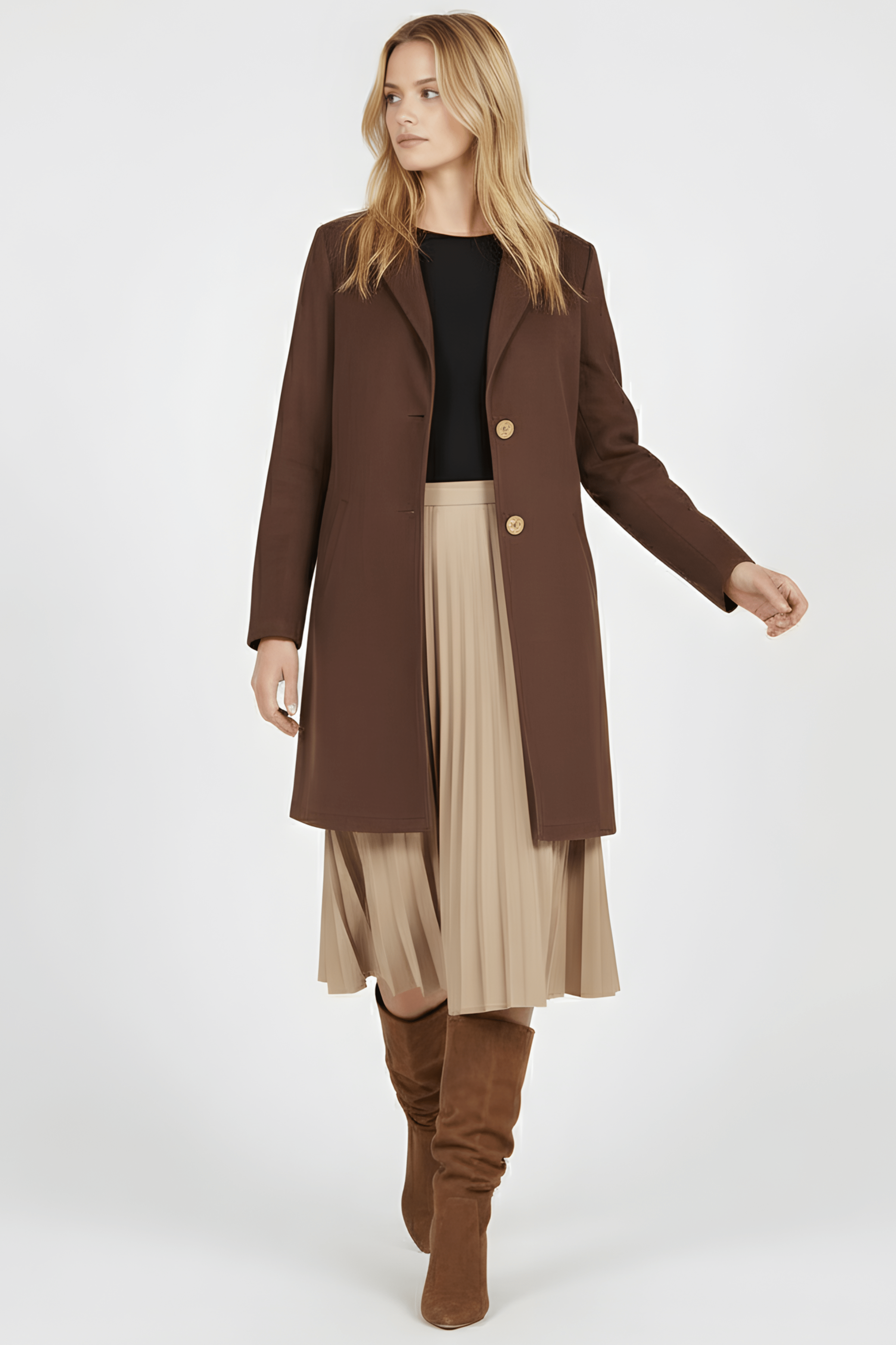 Chaqueta marron larga de antelina abotonada Lolitas&L - lolitasyl.com