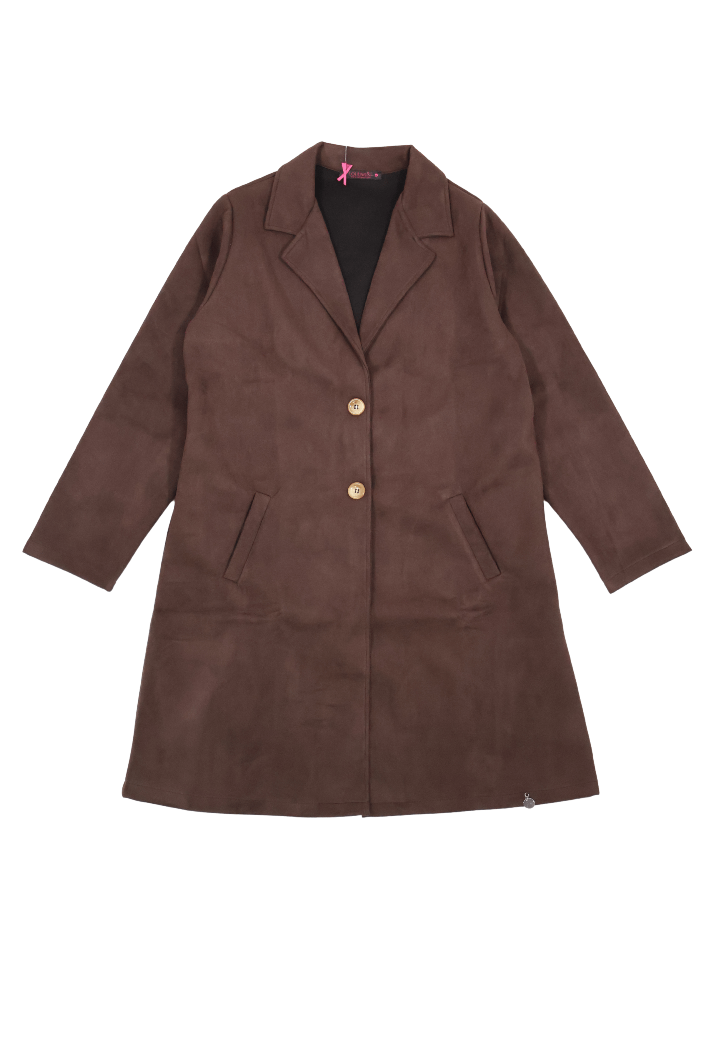 Chaqueta marron larga de antelina abotonada Lolitas&L - lolitasyl.com
