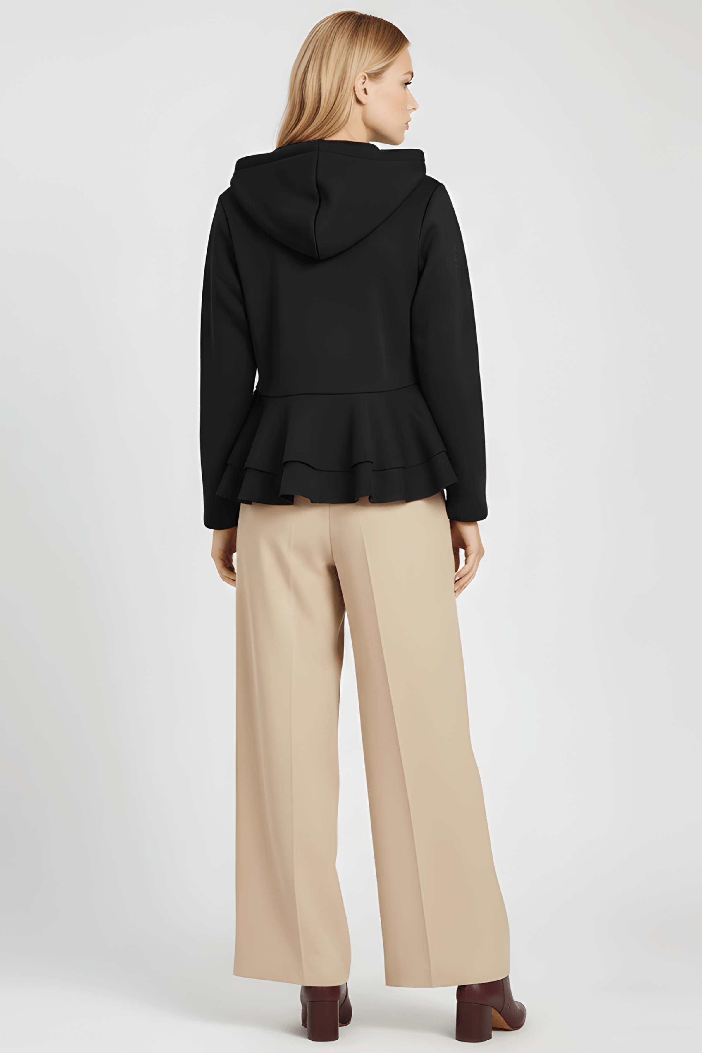 Chaqueta negra capucha con cremallera y manga larga Lolitas&L - lolitasyl.com