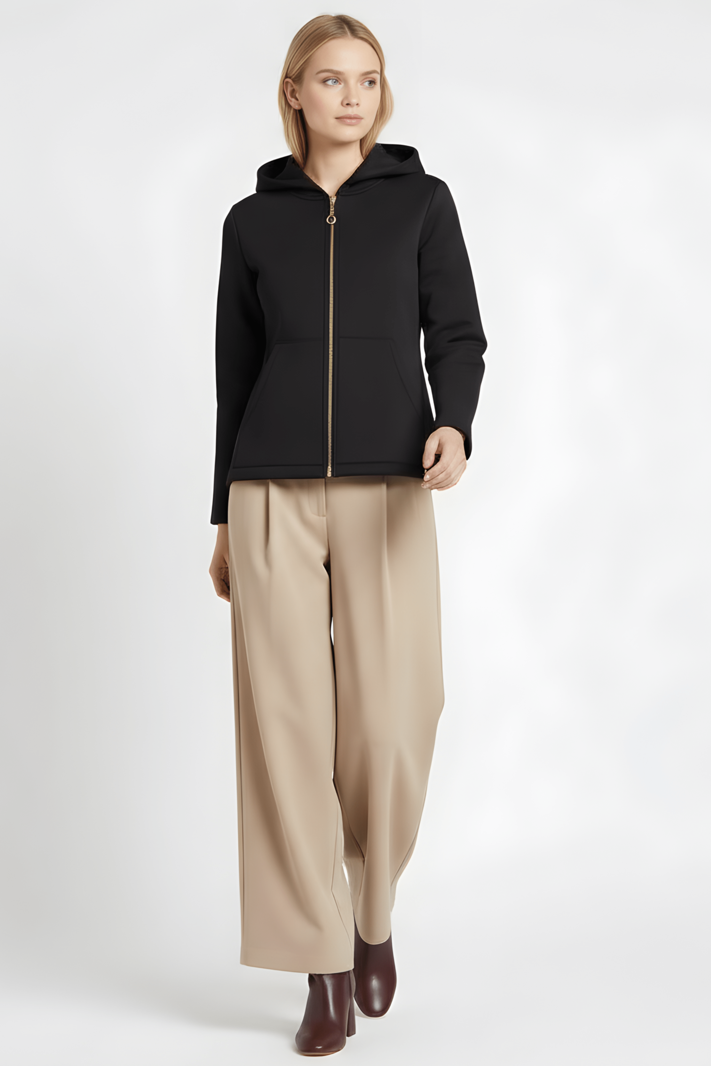 Chaqueta negra capucha con cremallera y manga larga Lolitas&L - lolitasyl.com