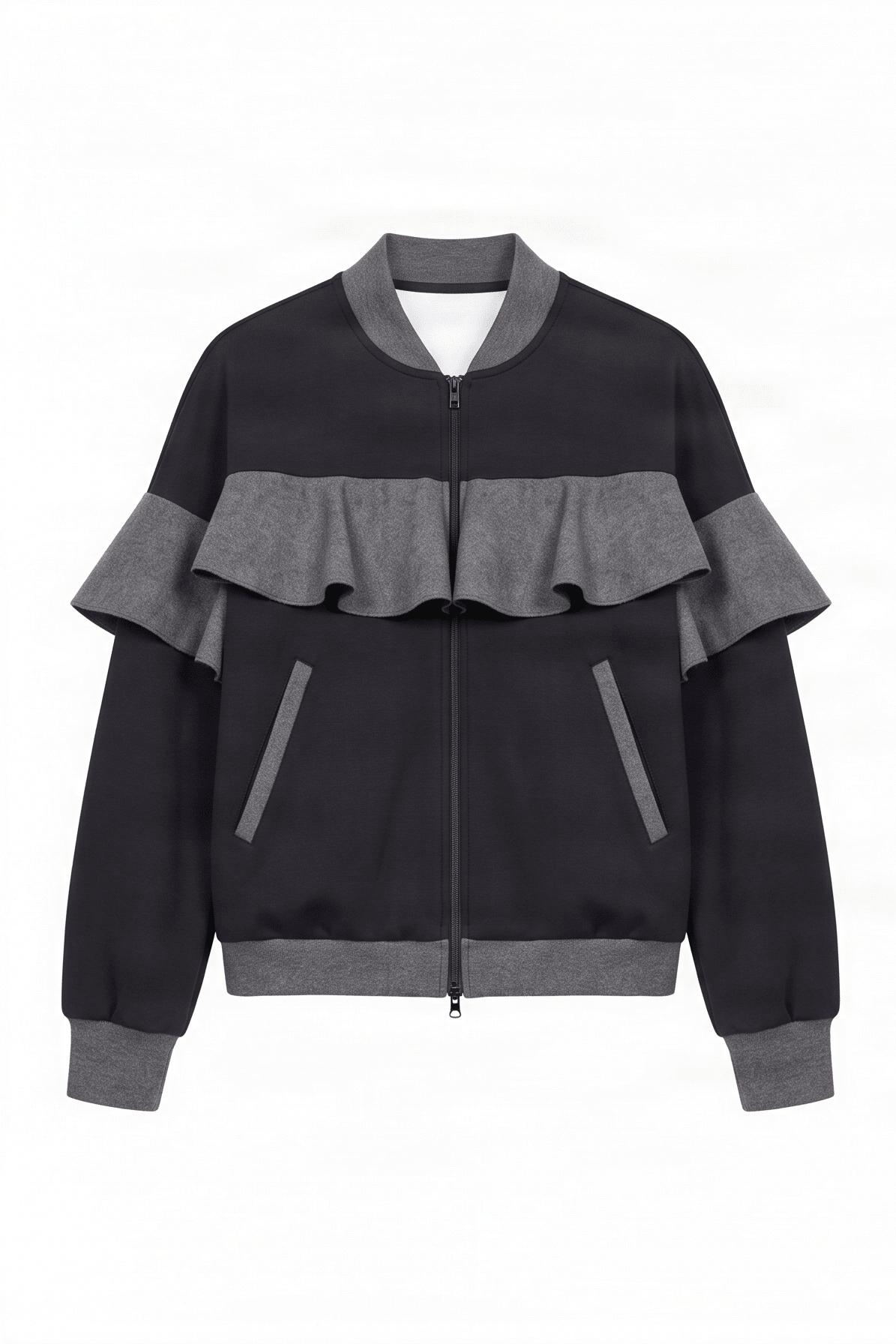 Chaqueta negra con cremallera y volantes Lolitas&L - lolitasyl.com