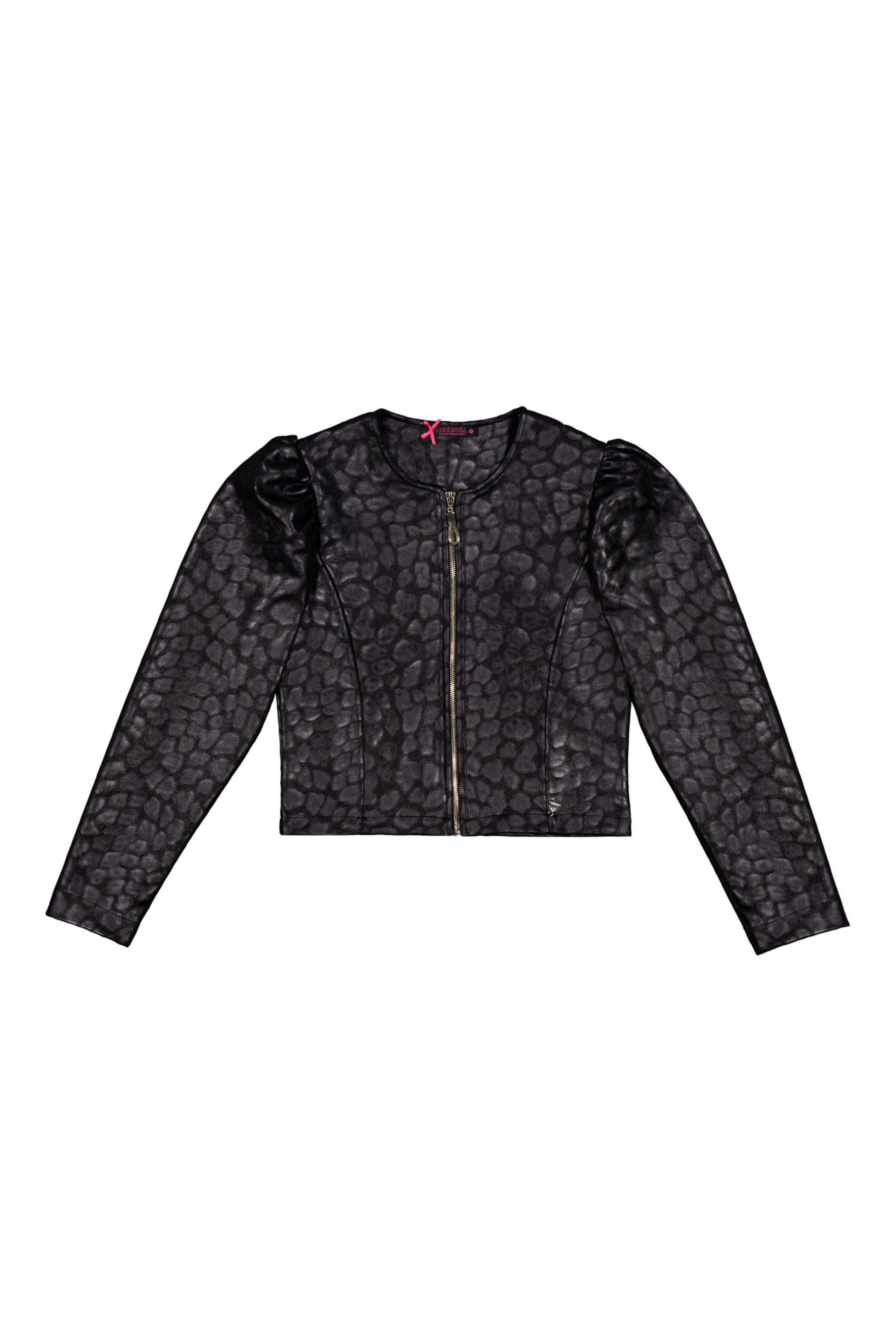 Chaqueta negra polipiel jacquard cremallera Lolitas&L - lolitasyl.com