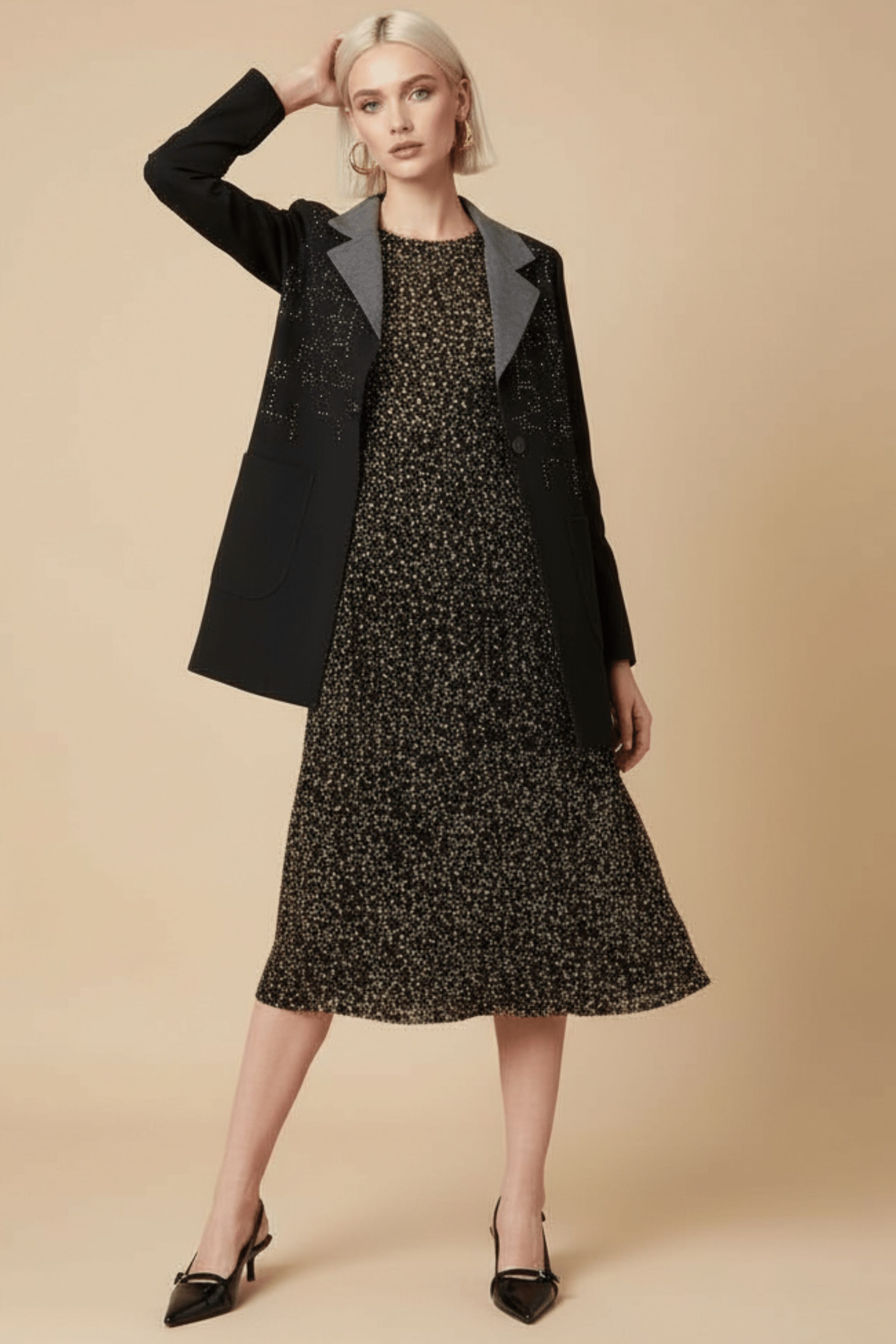 Chaqueta negra solapas duplo con strass Lolitas&L - lolitasyl.com