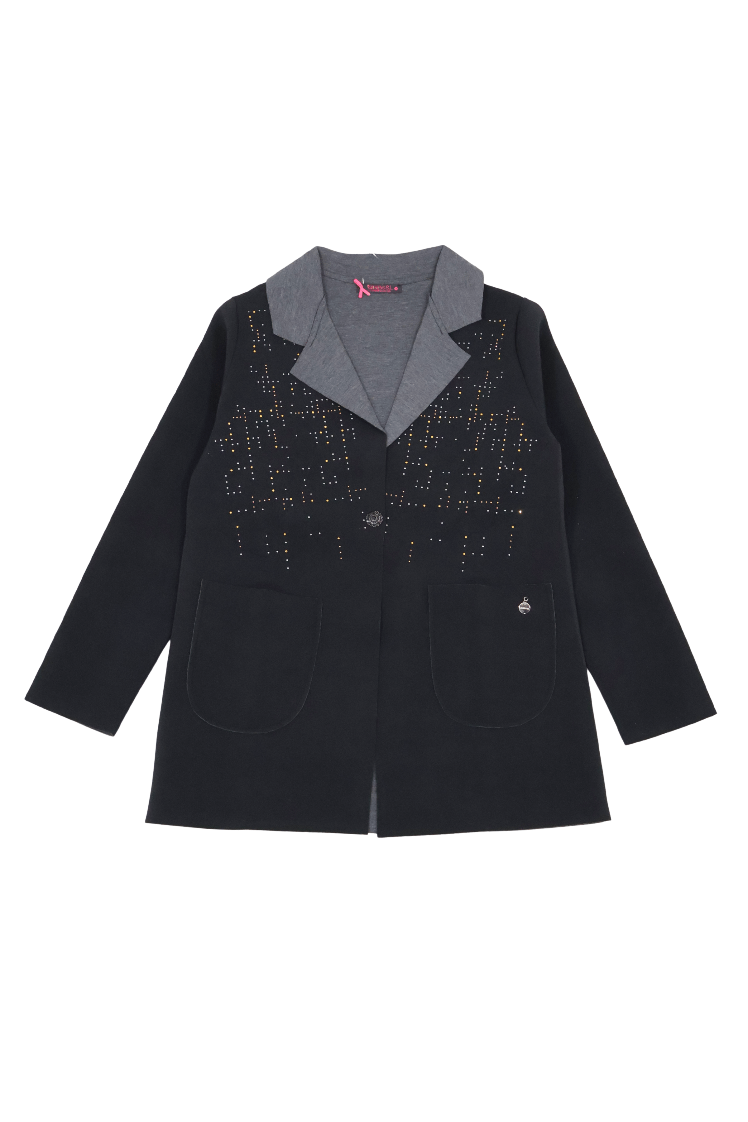 Chaqueta negra solapas duplo con strass Lolitas&L - lolitasyl.com