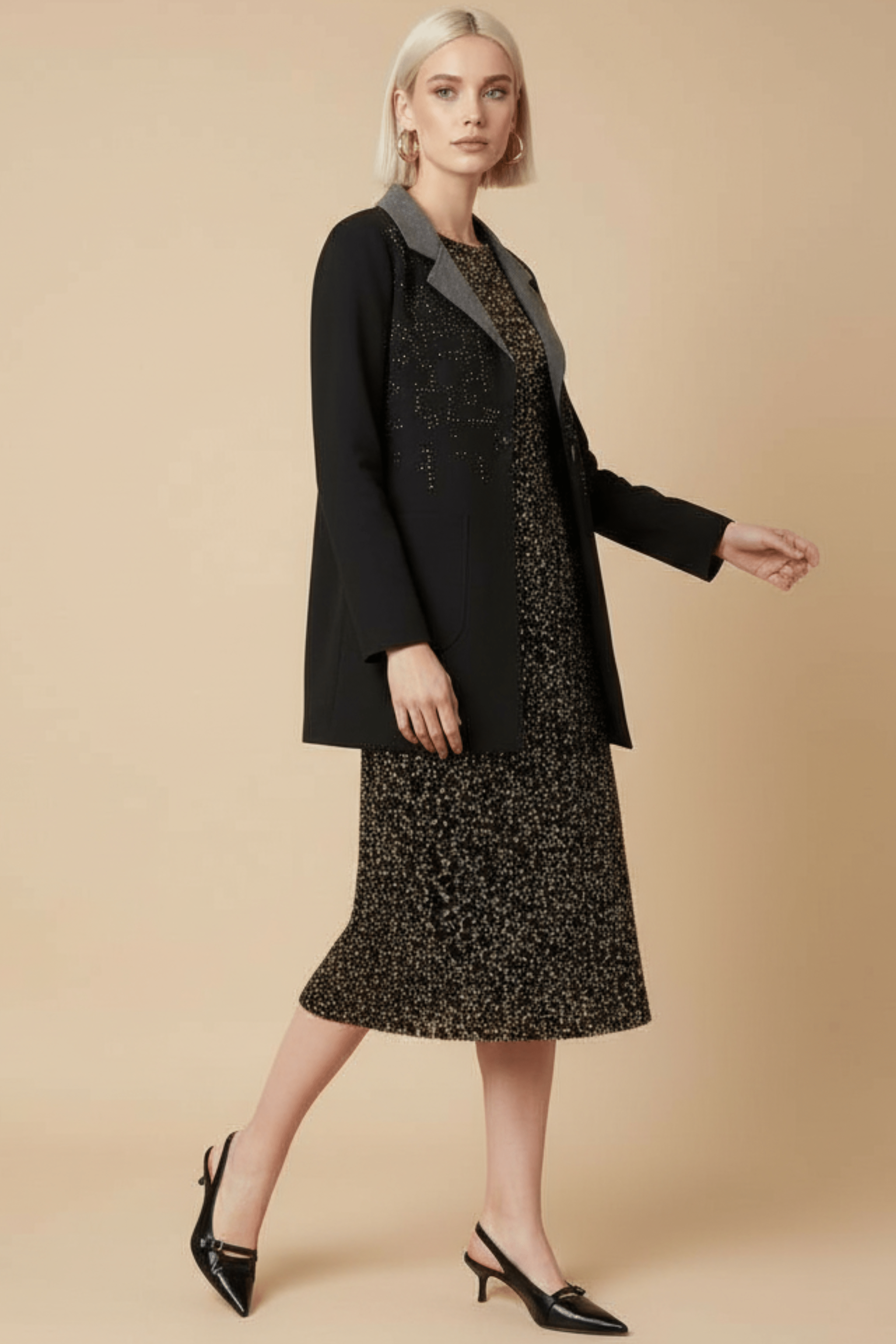 Chaqueta negra solapas duplo con strass Lolitas&L - lolitasyl.com