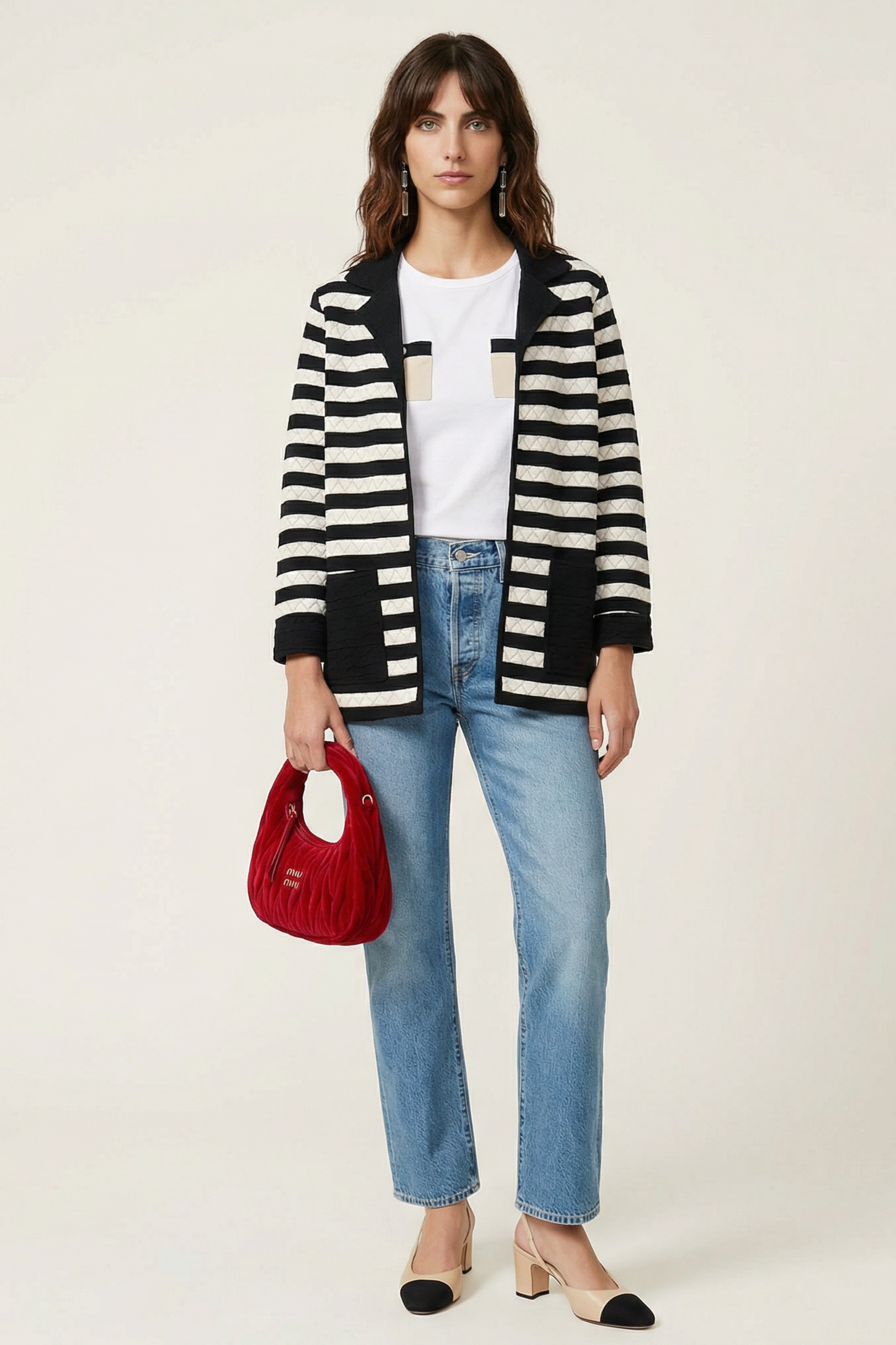 Chaqueta rayas blancas y negras guateada con bolsillos Lolitas&L