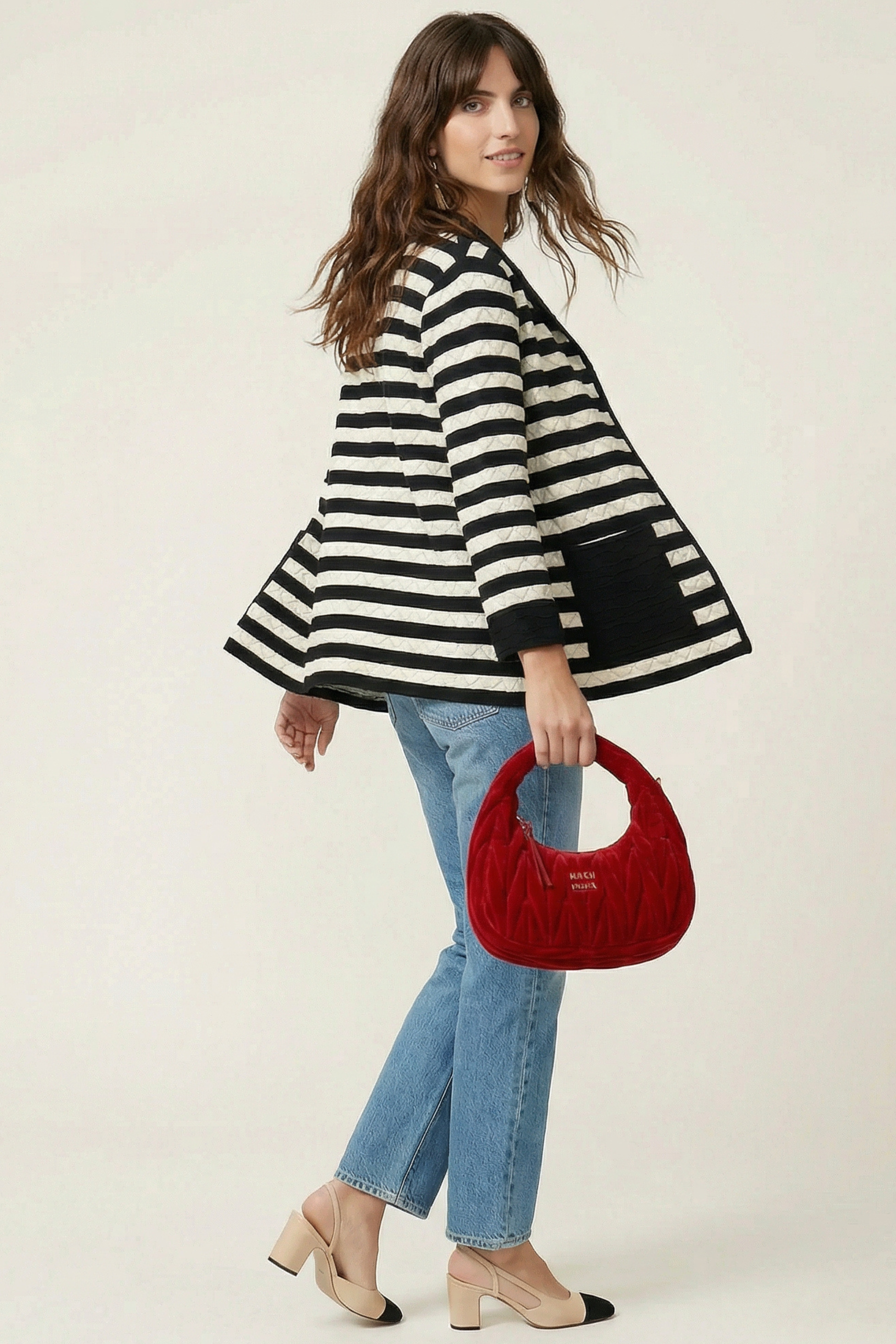 Chaqueta rayas blancas y negras guateada con bolsillos Lolitas&L