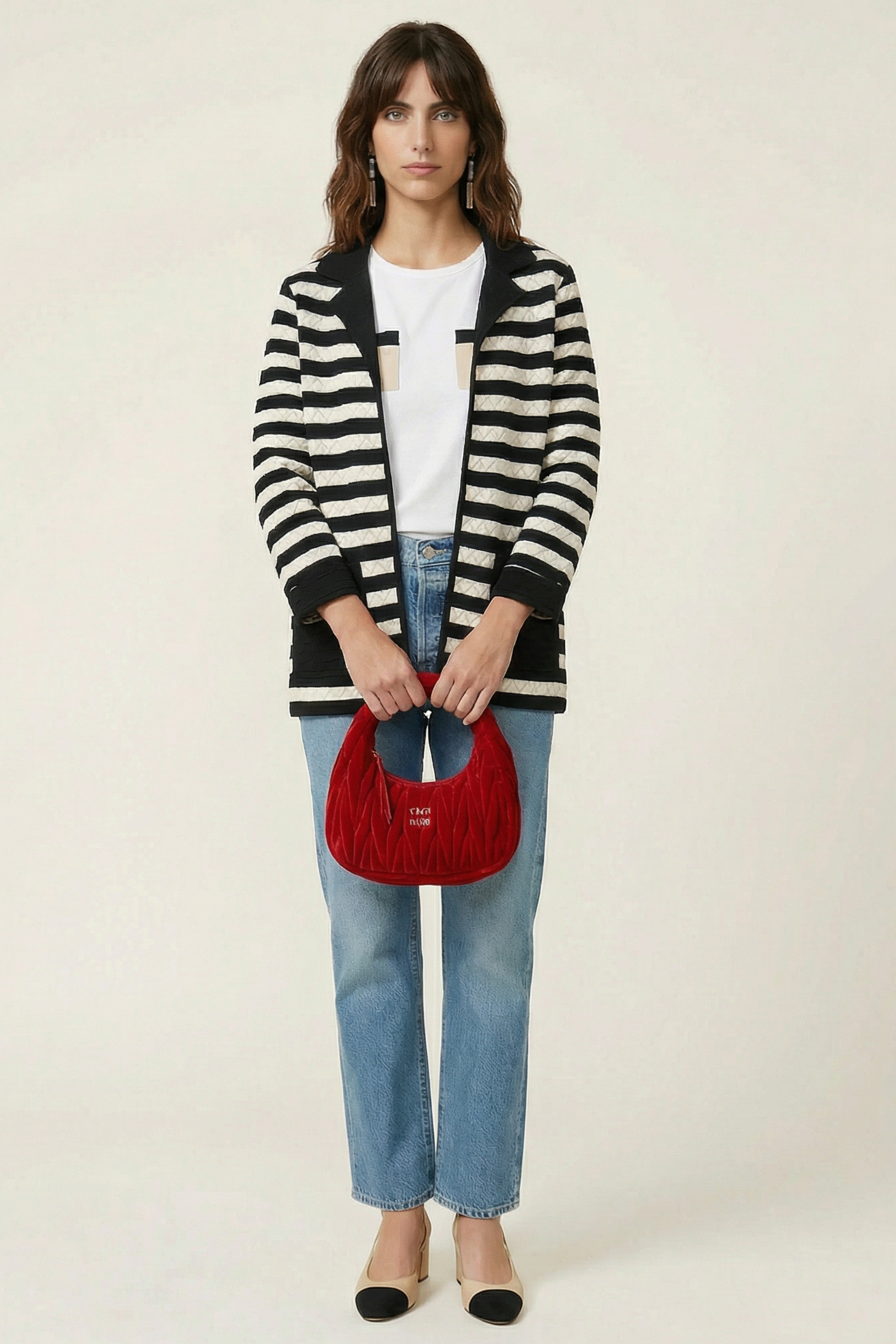 Chaqueta rayas blancas y negras guateada con bolsillos Lolitas&L