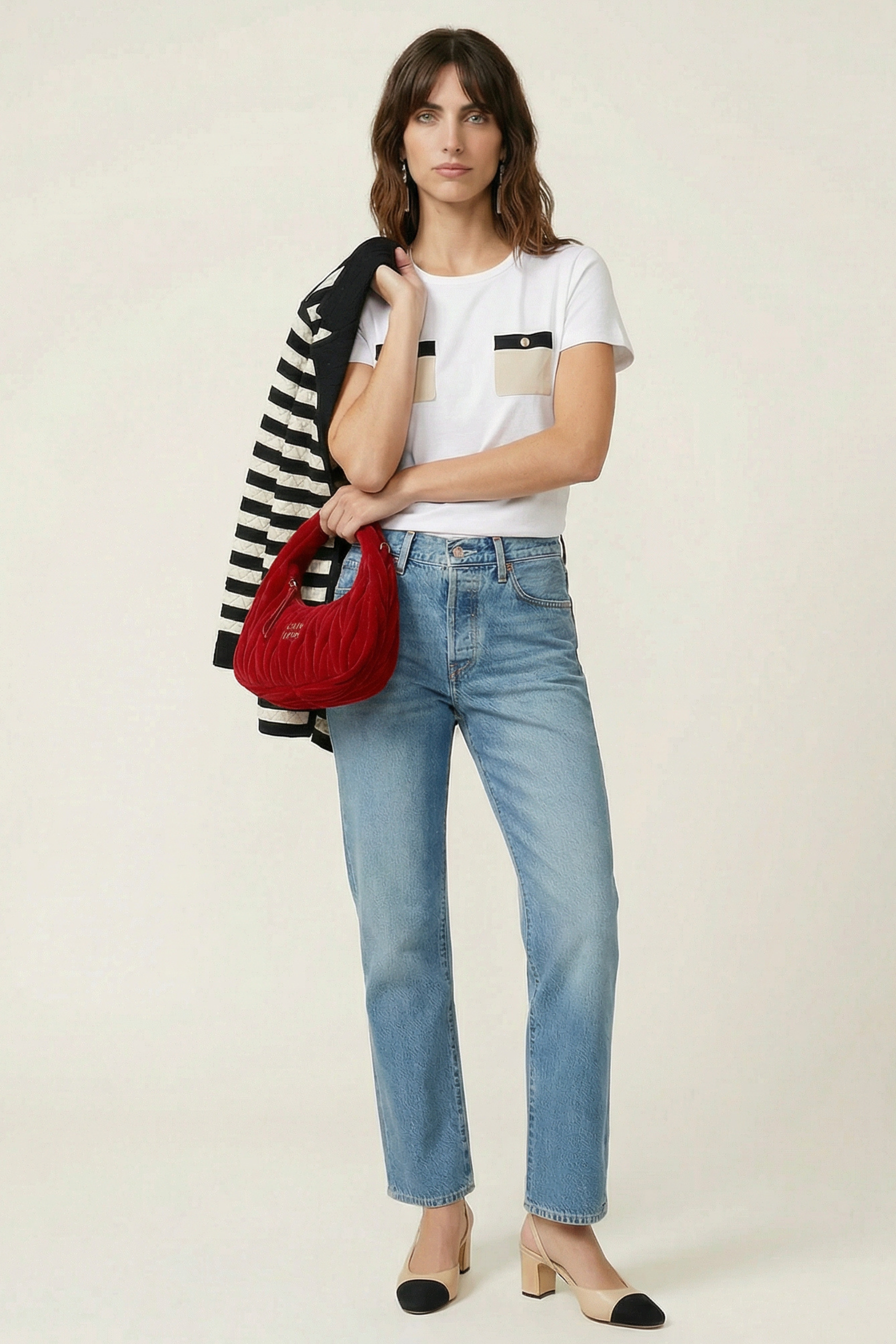 Chaqueta rayas blancas y negras guateada con bolsillos Lolitas&L