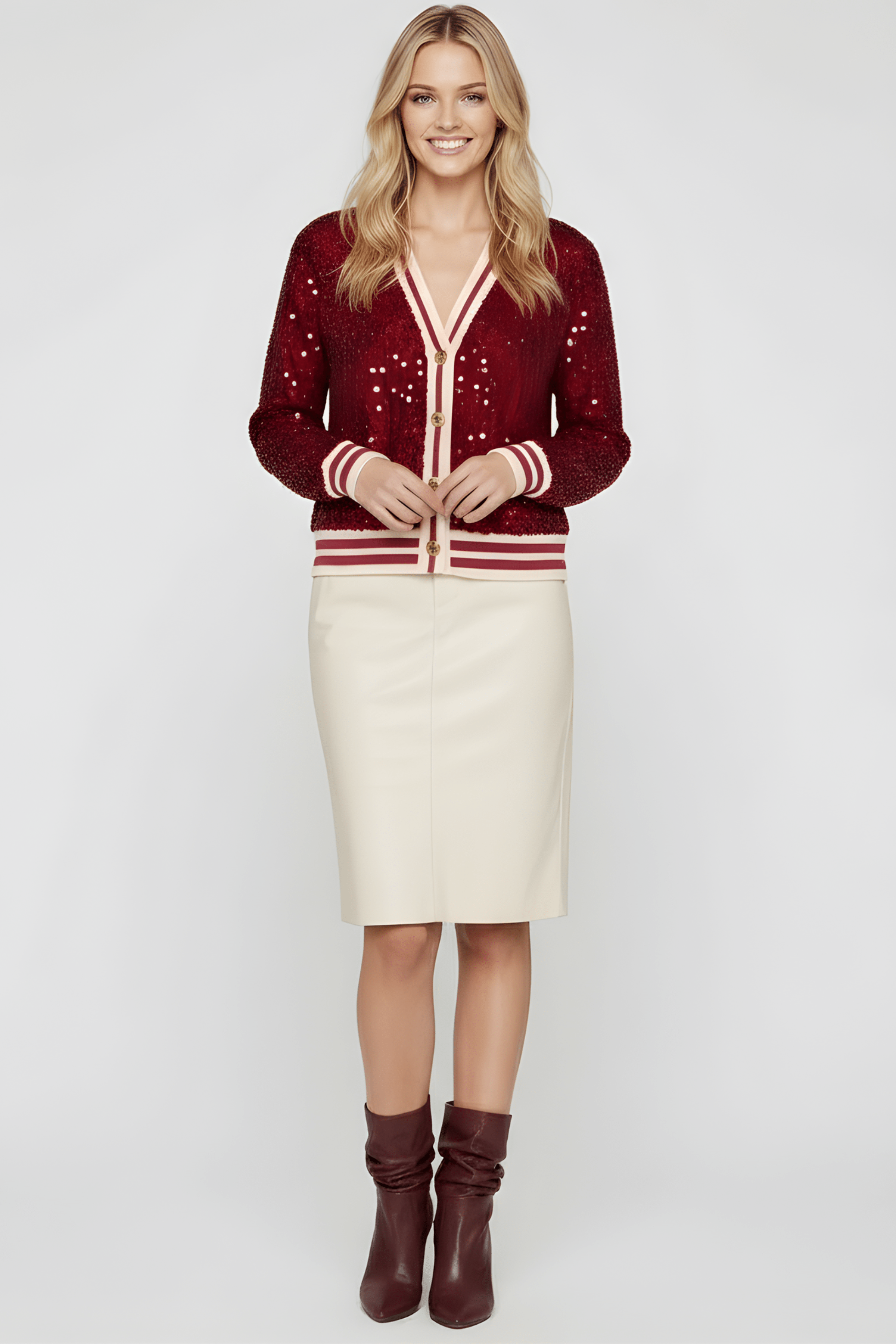 Chaqueta roja lentejuelas elasticos con botones Lolitas&L - lolitasyl.com