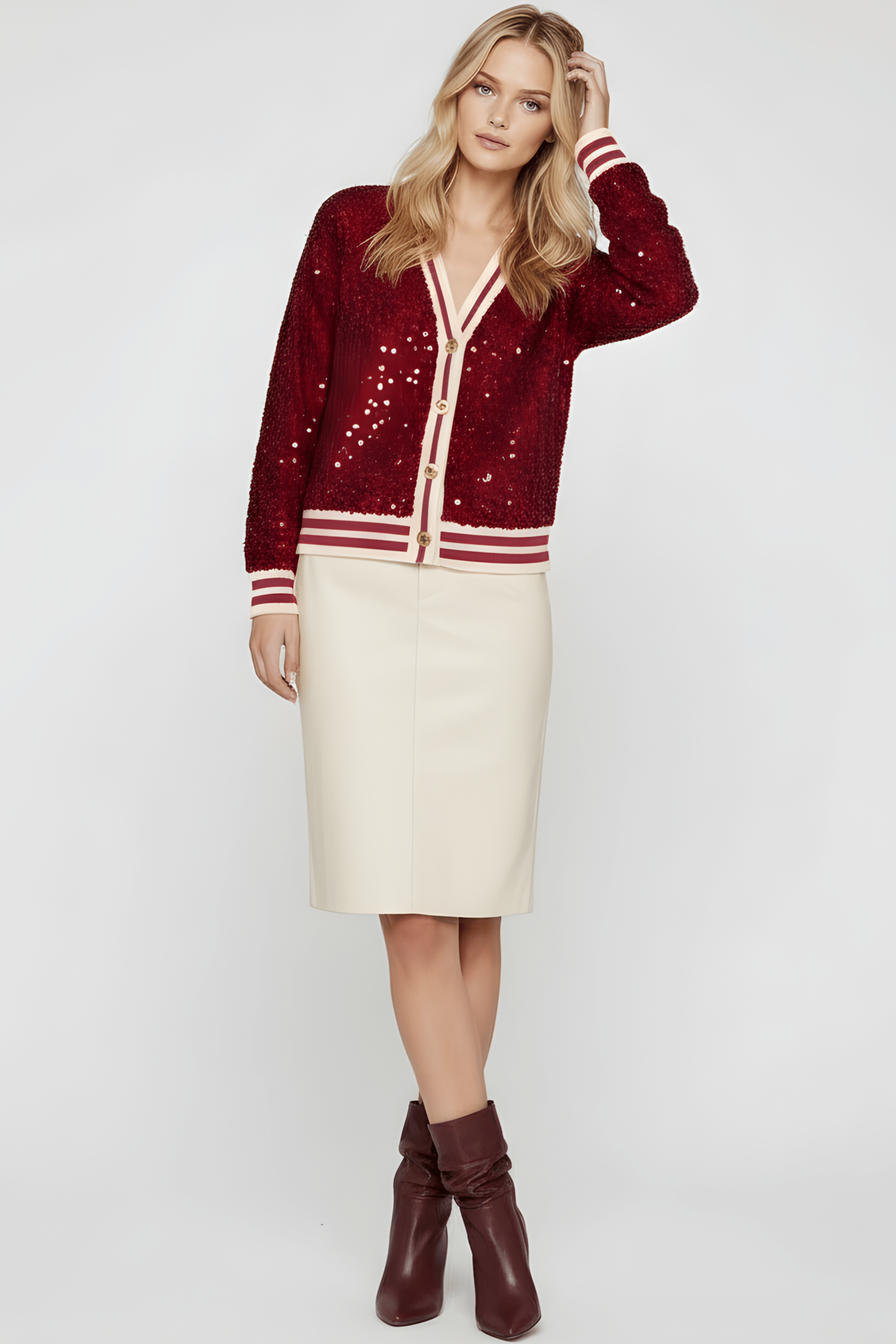 Chaqueta roja lentejuelas elasticos con botones Lolitas&L - lolitasyl.com