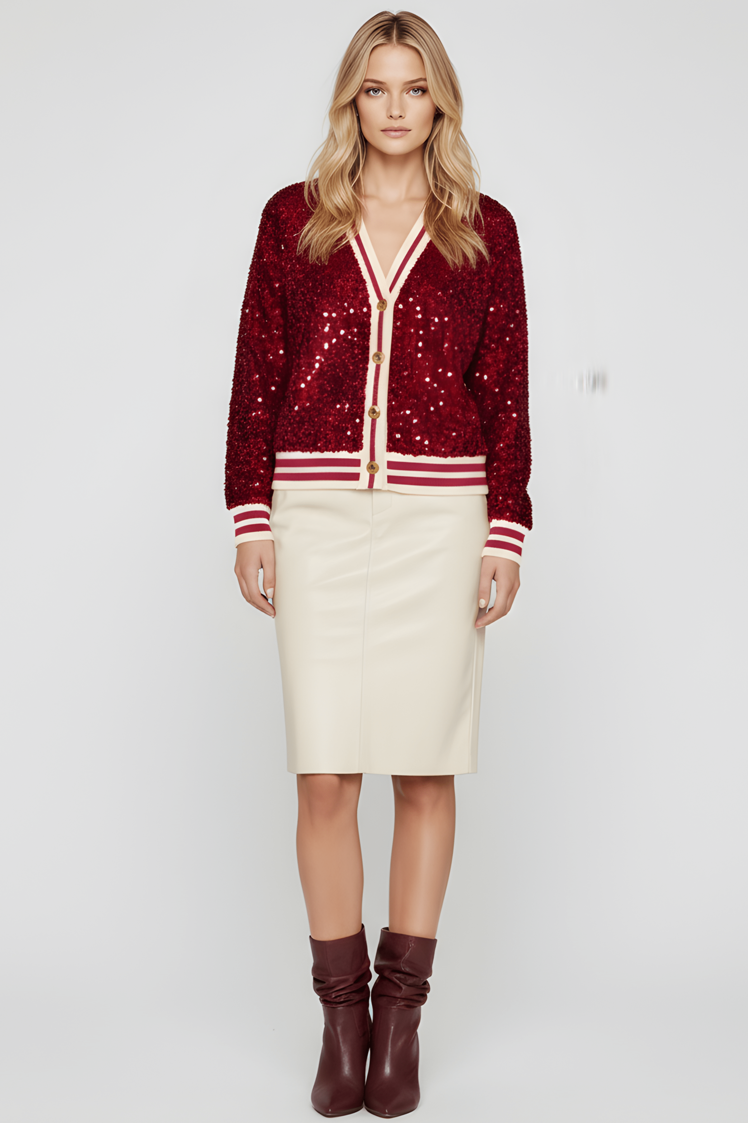 Chaqueta roja lentejuelas elasticos con botones Lolitas&L - lolitasyl.com