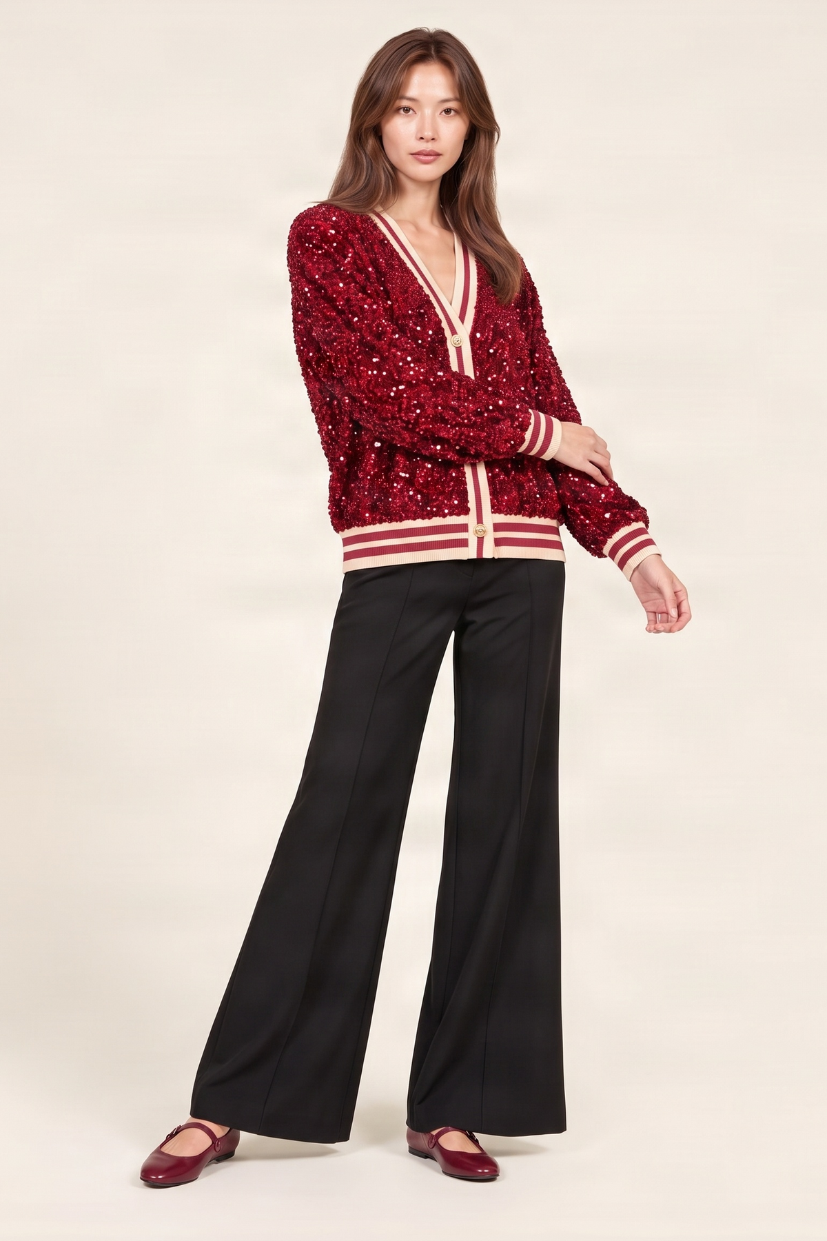 Chaqueta roja lentejuelas elasticos con botones Lolitas&L