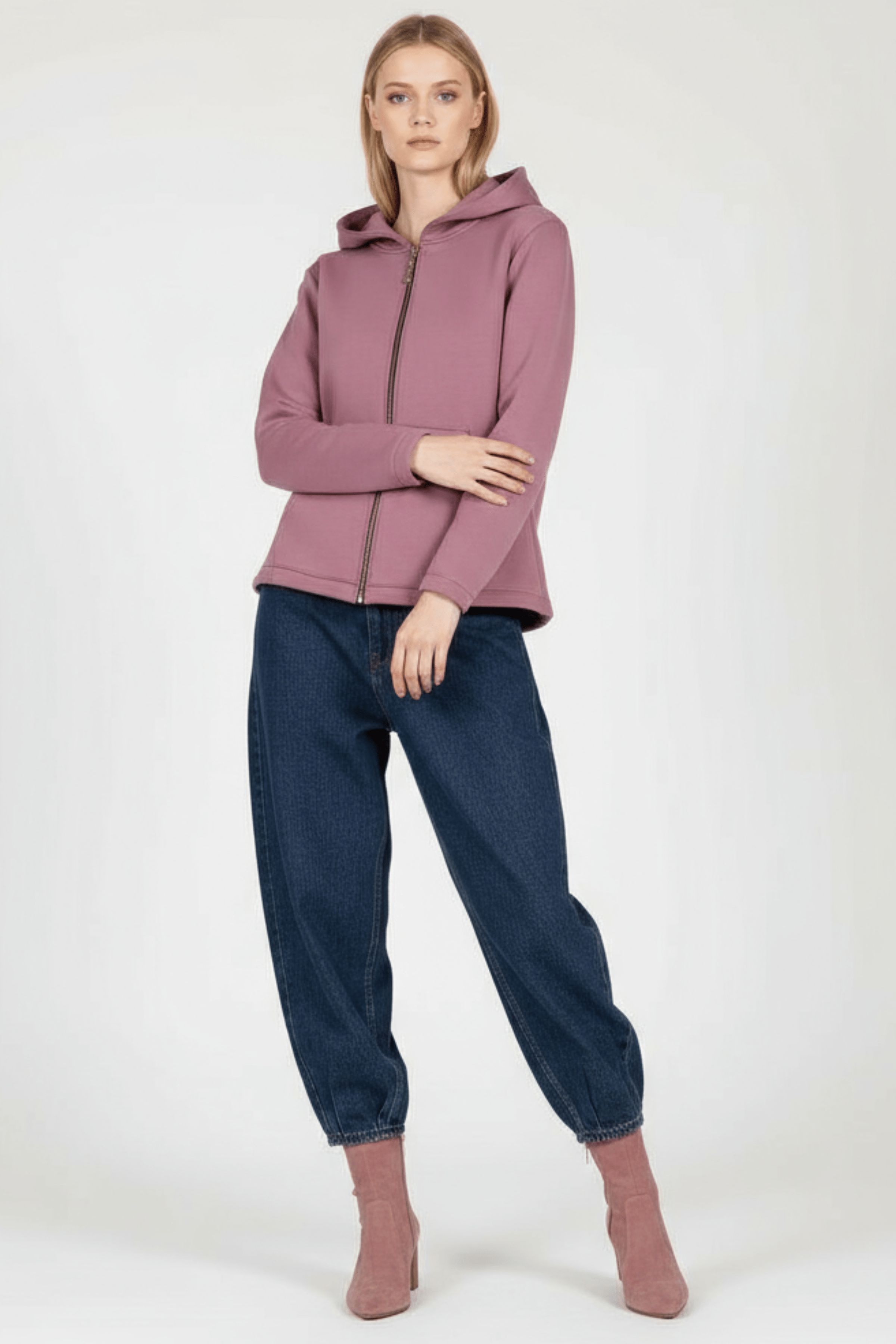 Chaqueta rosa capucha con cremallera y manga larga Lolitas&L - lolitasyl.com