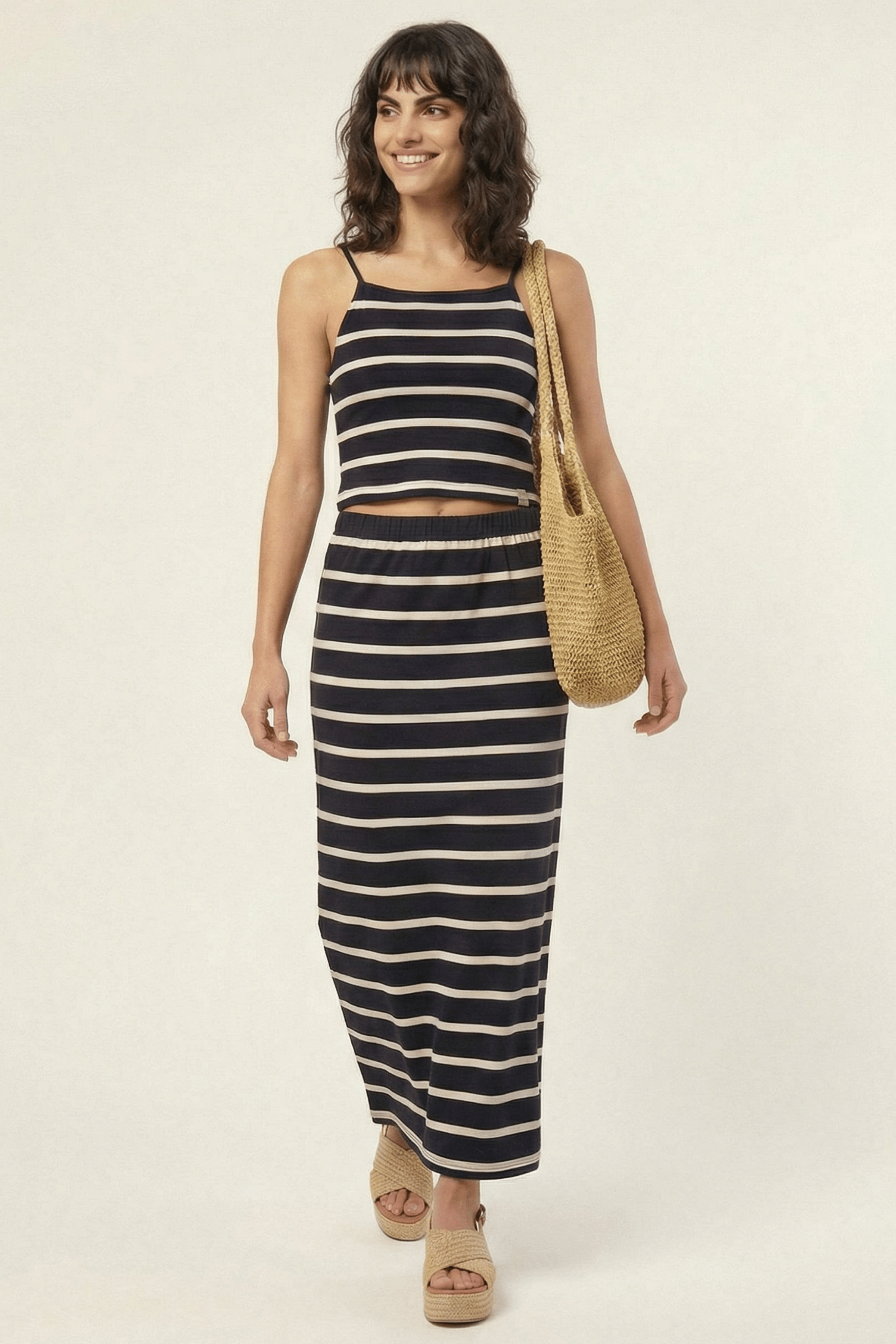 Conjunto de rayas camiseta tirantes con falda Lolitas&L - lolitasyl.com