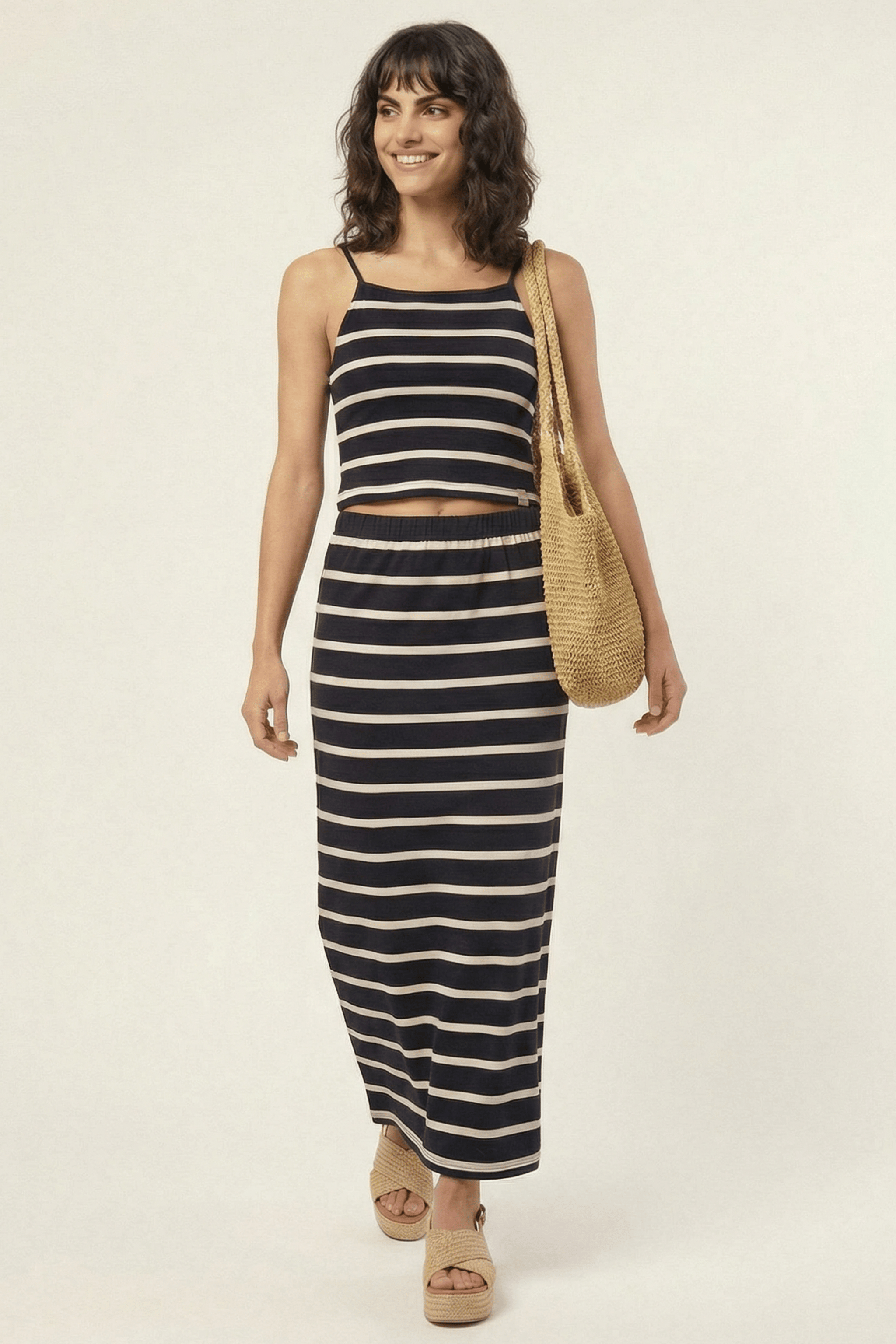 Conjunto de rayas camiseta tirantes con falda Lolitas&L - lolitasyl.com