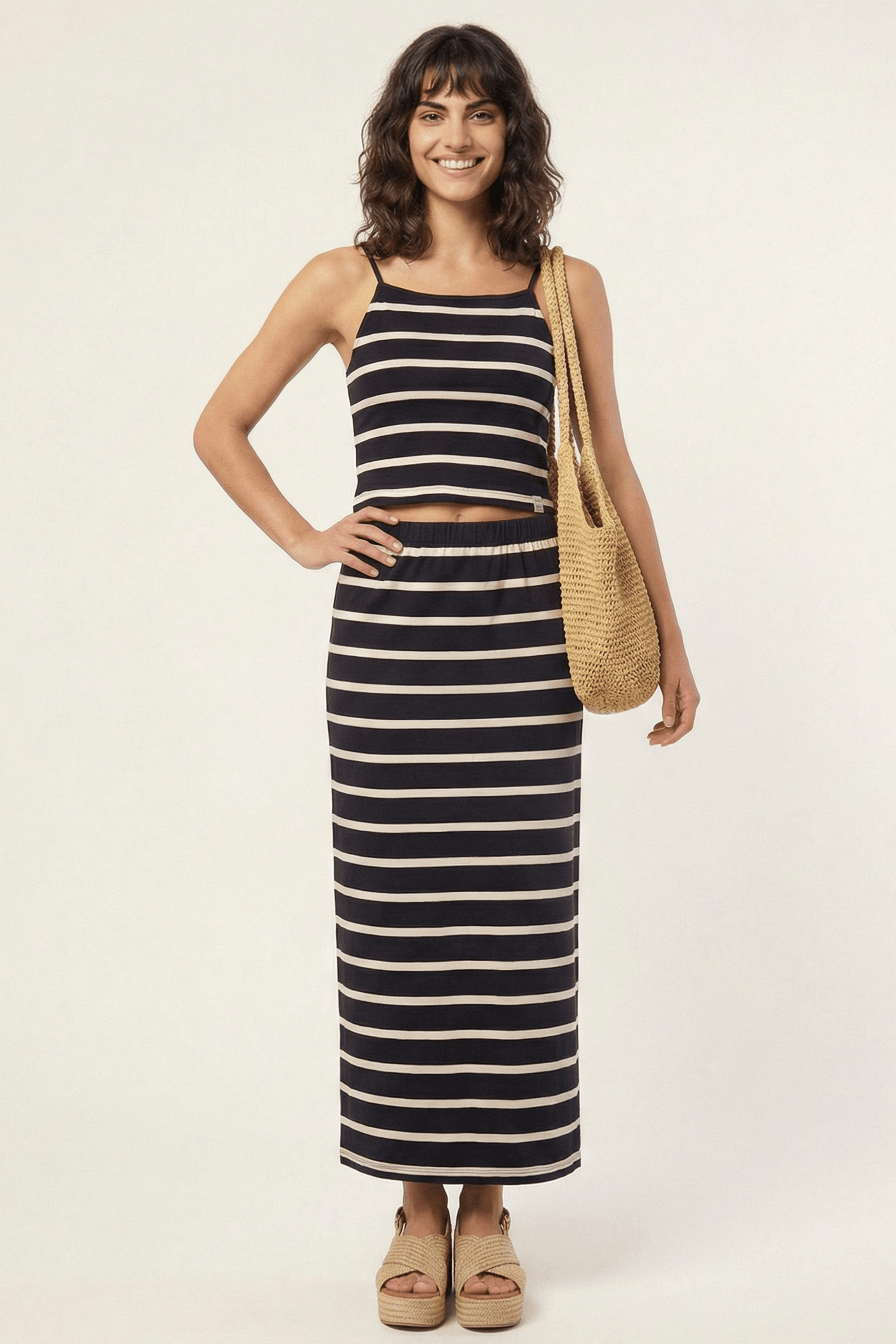 Conjunto de rayas camiseta tirantes con falda Lolitas&L - lolitasyl.com