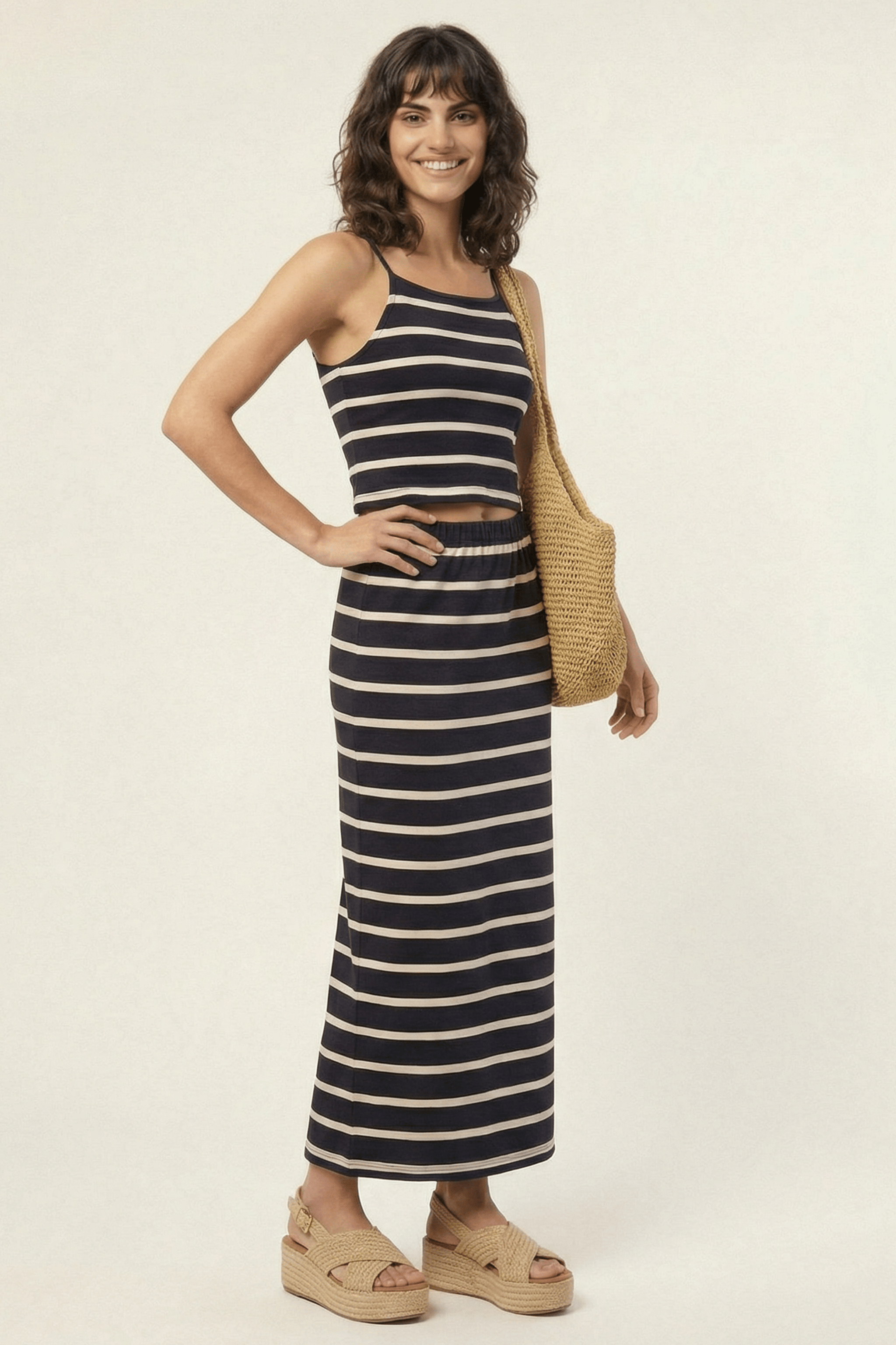 Conjunto de rayas camiseta tirantes con falda Lolitas&L - lolitasyl.com