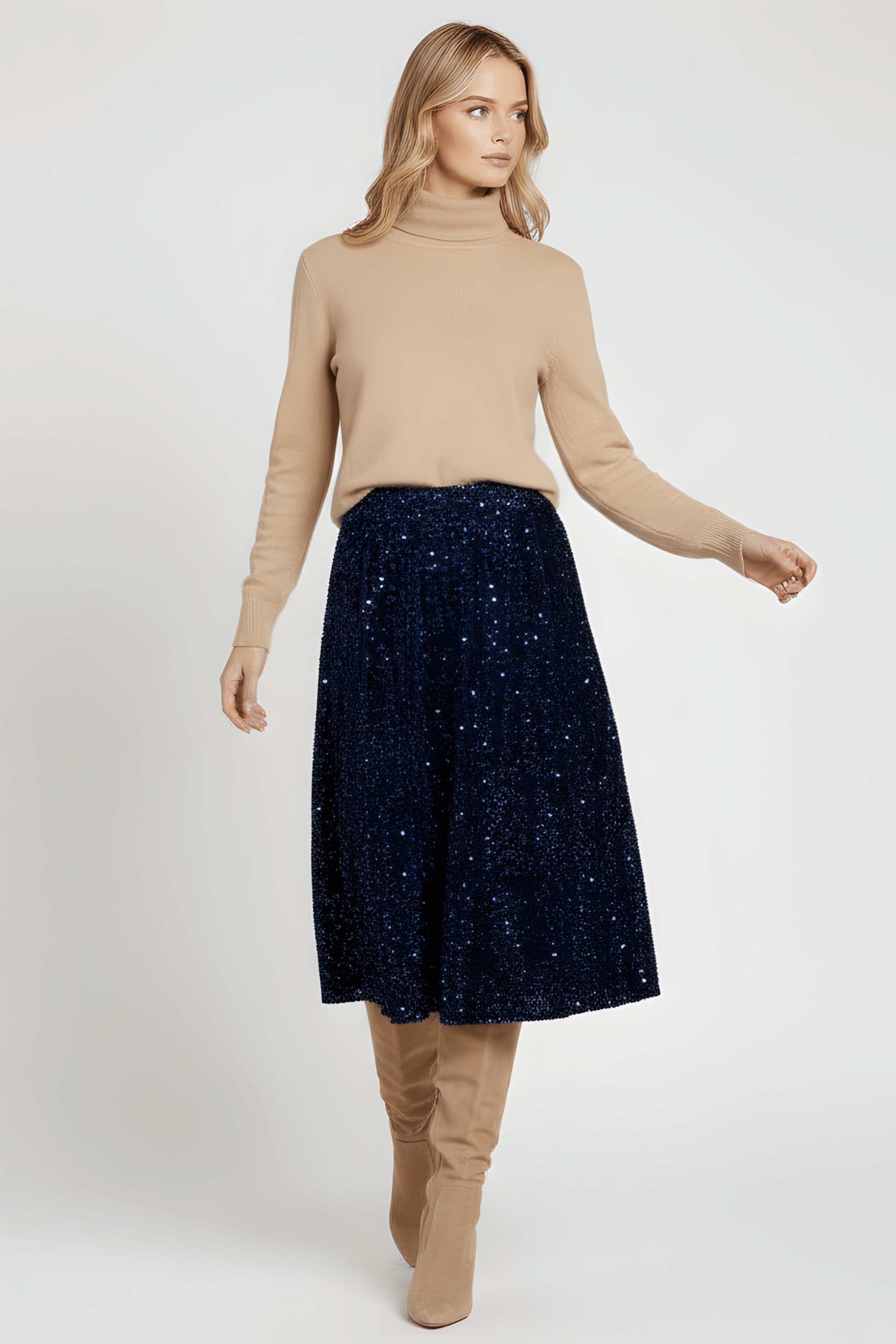 Falda azul de lentejuelas midi Lolitas&L - lolitasyl.com