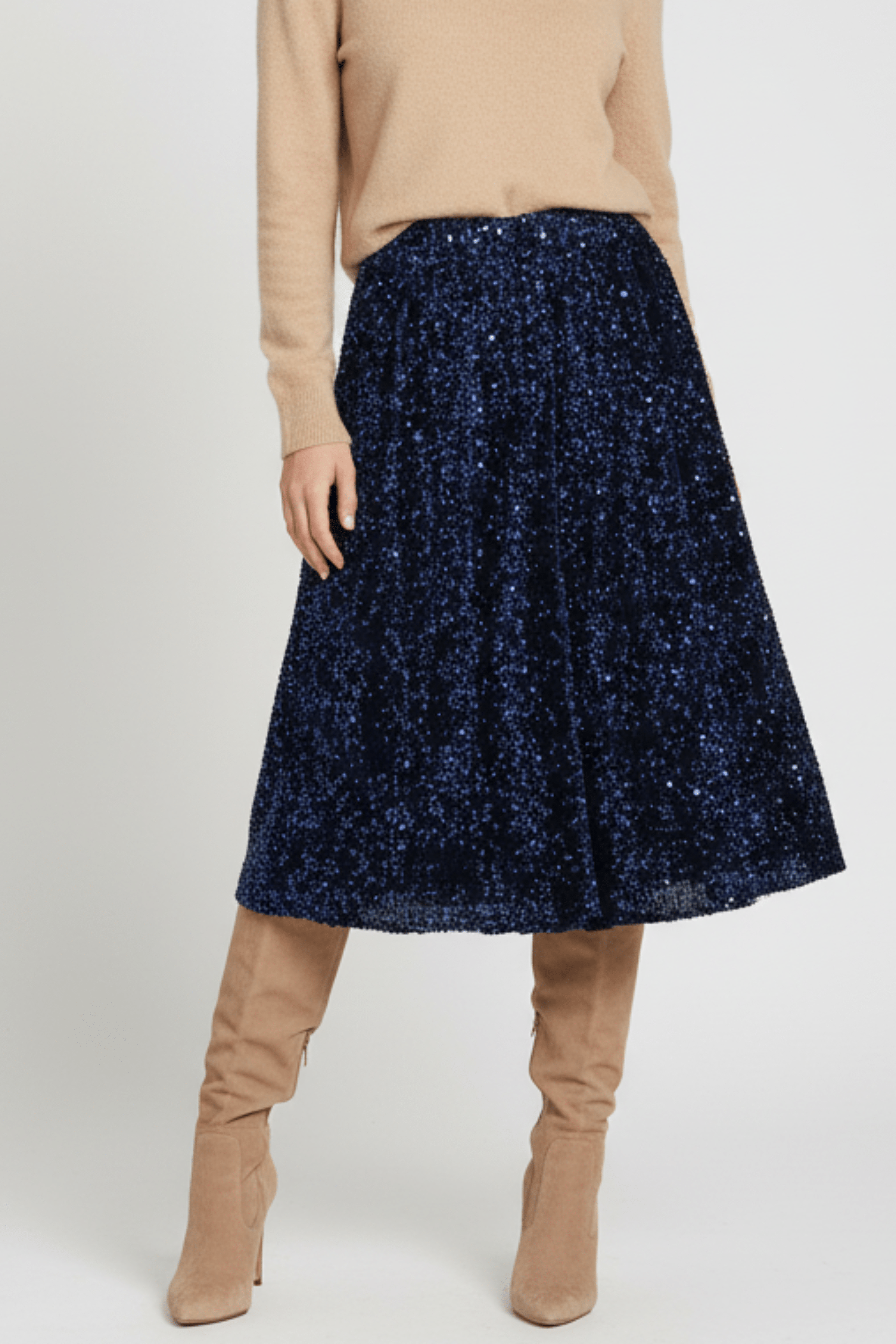 Falda azul de lentejuelas midi Lolitas&L - lolitasyl.com