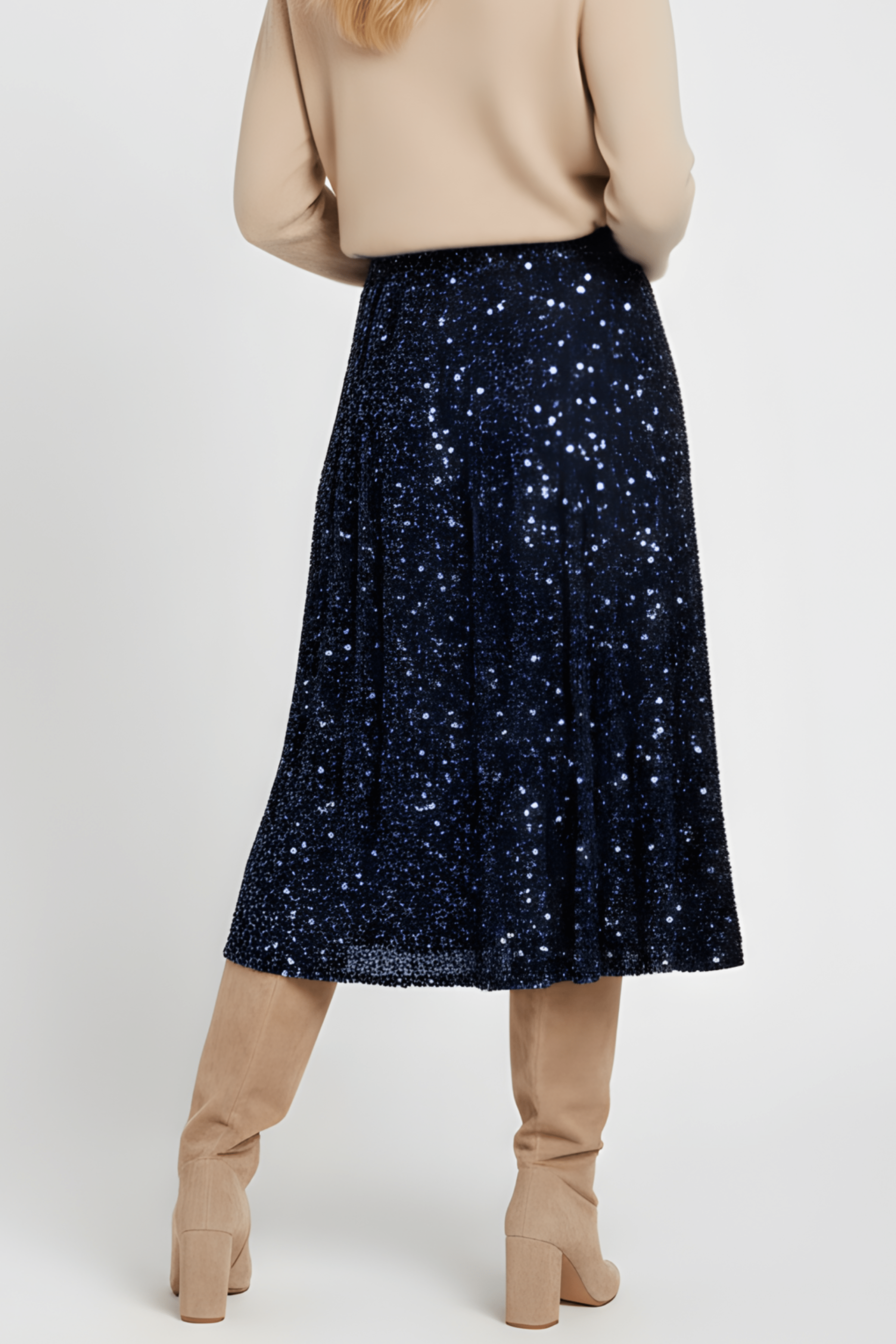 Falda azul de lentejuelas midi Lolitas&L - lolitasyl.com