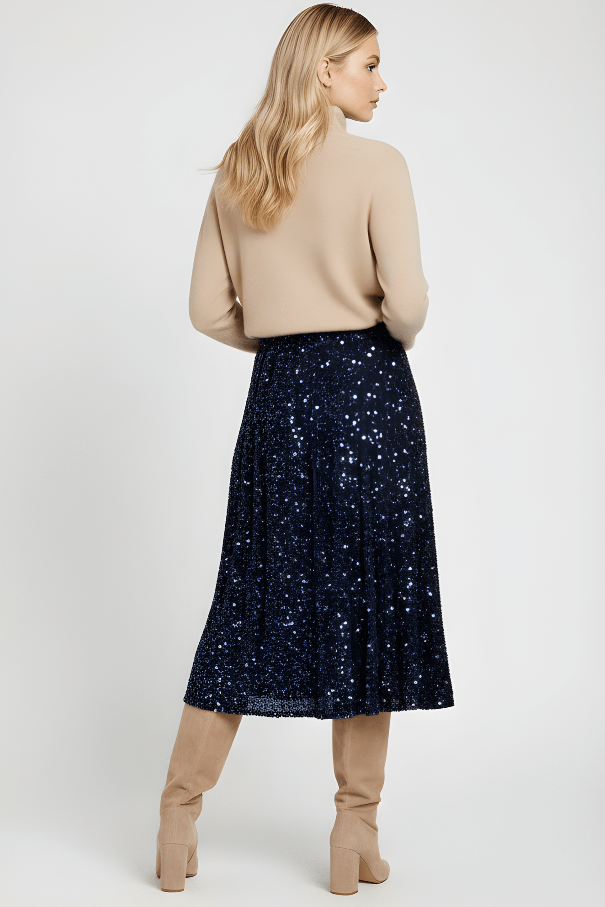 Falda azul de lentejuelas midi Lolitas&L - lolitasyl.com