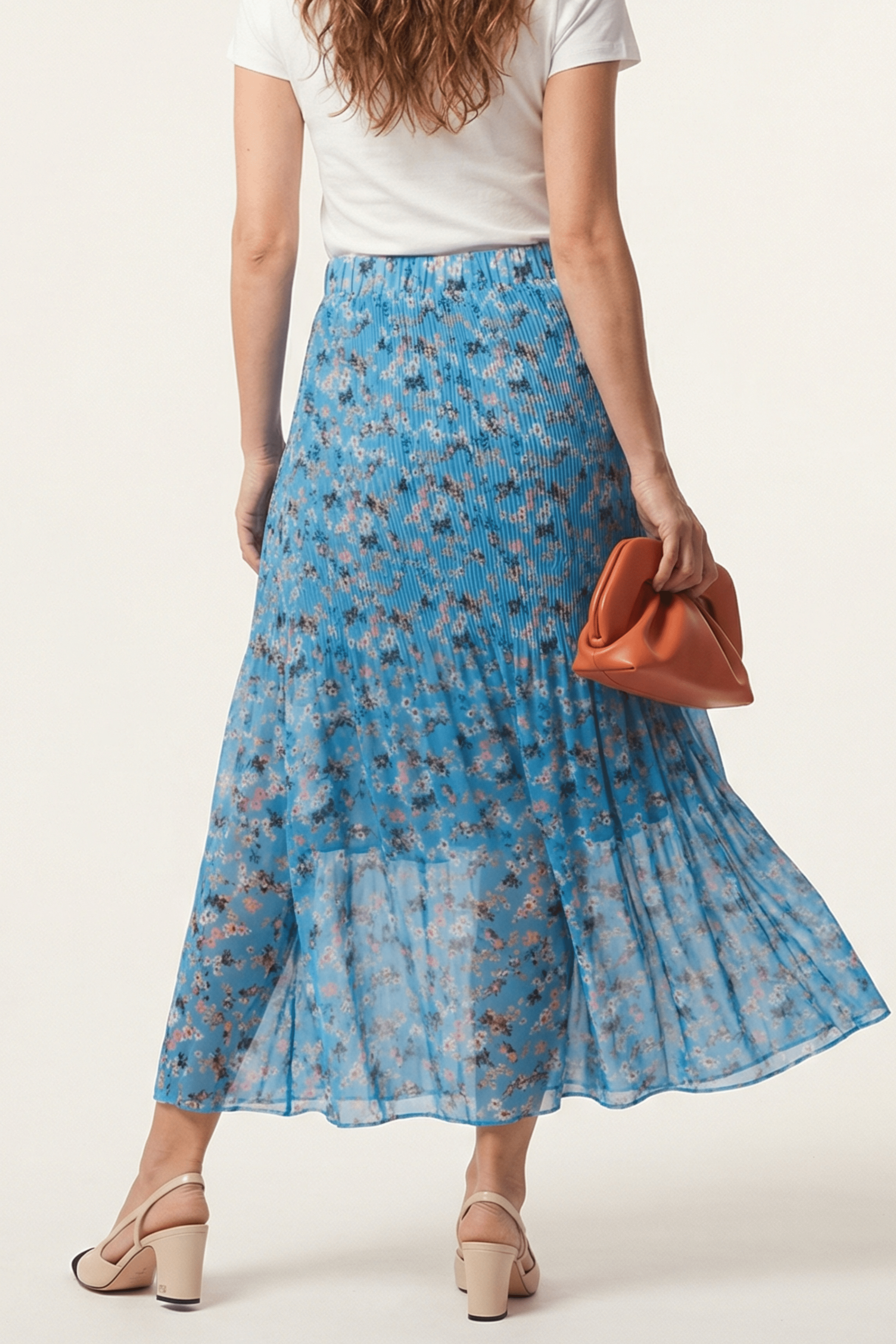 Falda azul rayas plisada de gasa en rayas Lolitas&L - lolitasyl.com