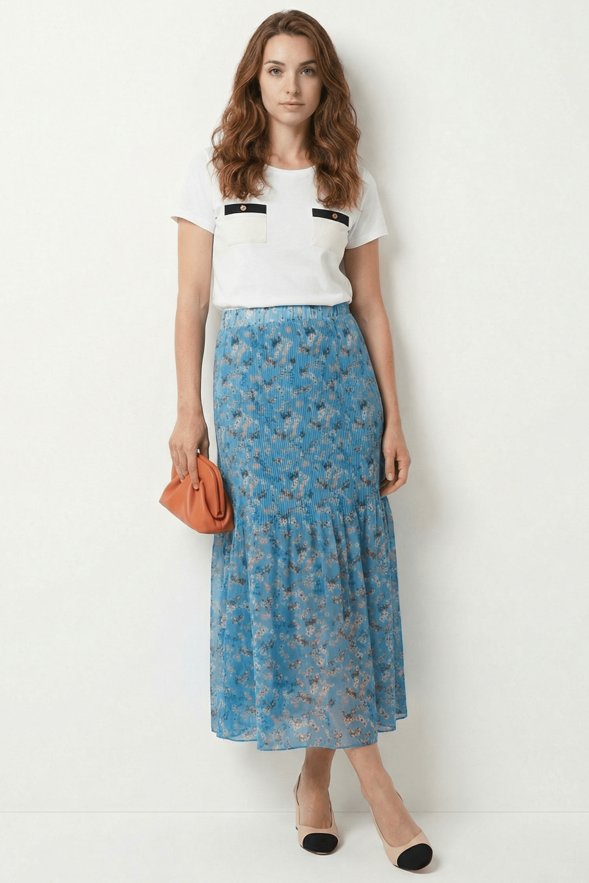 Falda azul rayas plisada de gasa en rayas Lolitas&L - lolitasyl.com