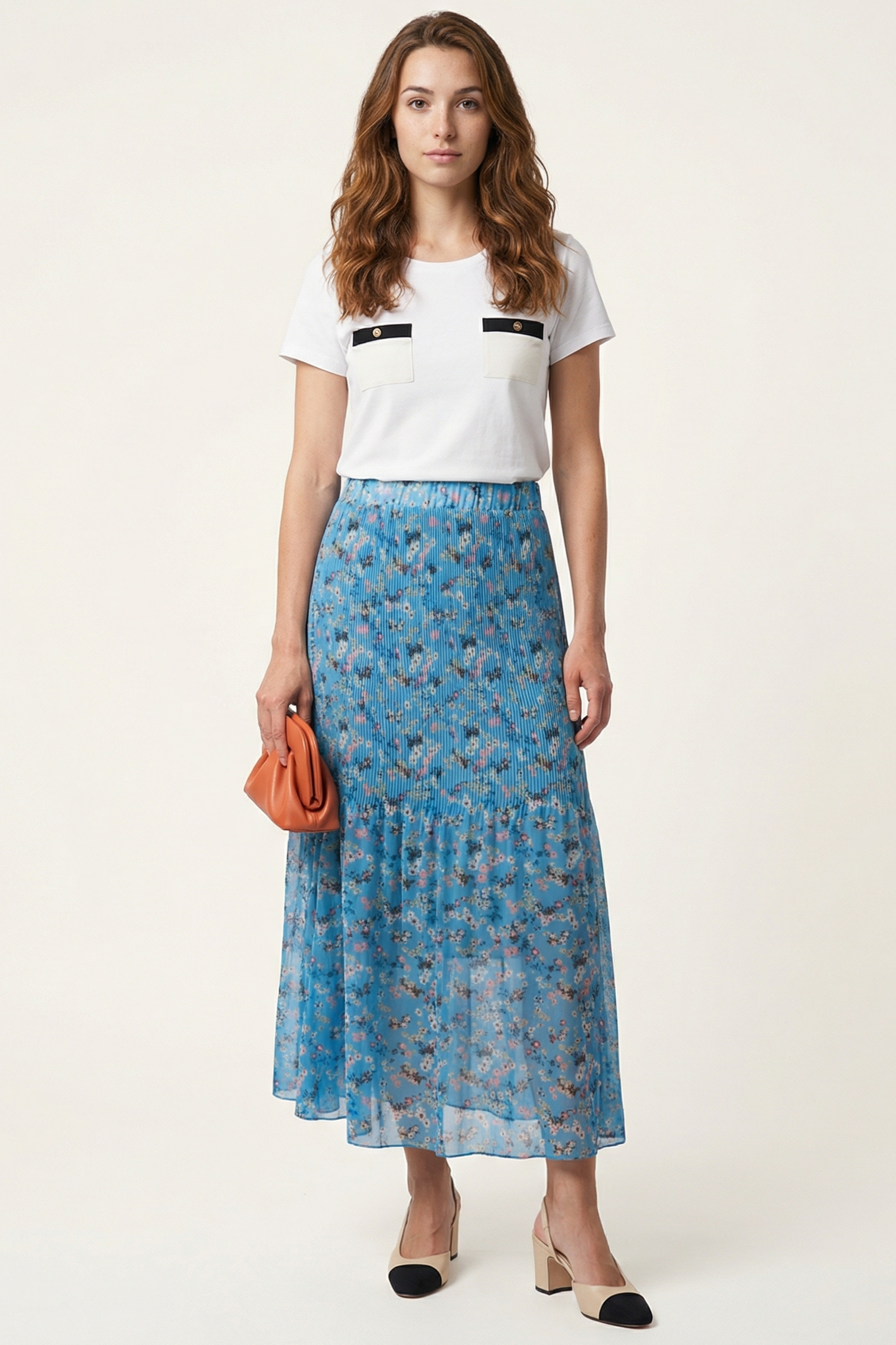 Falda azul rayas plisada de gasa en rayas Lolitas&L